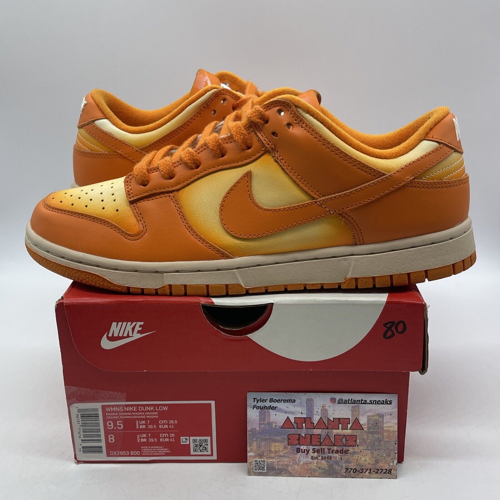 Size 9.5W - Nike Dunk Low Magma Orange White Tan Suede Leather (DX2953-800)