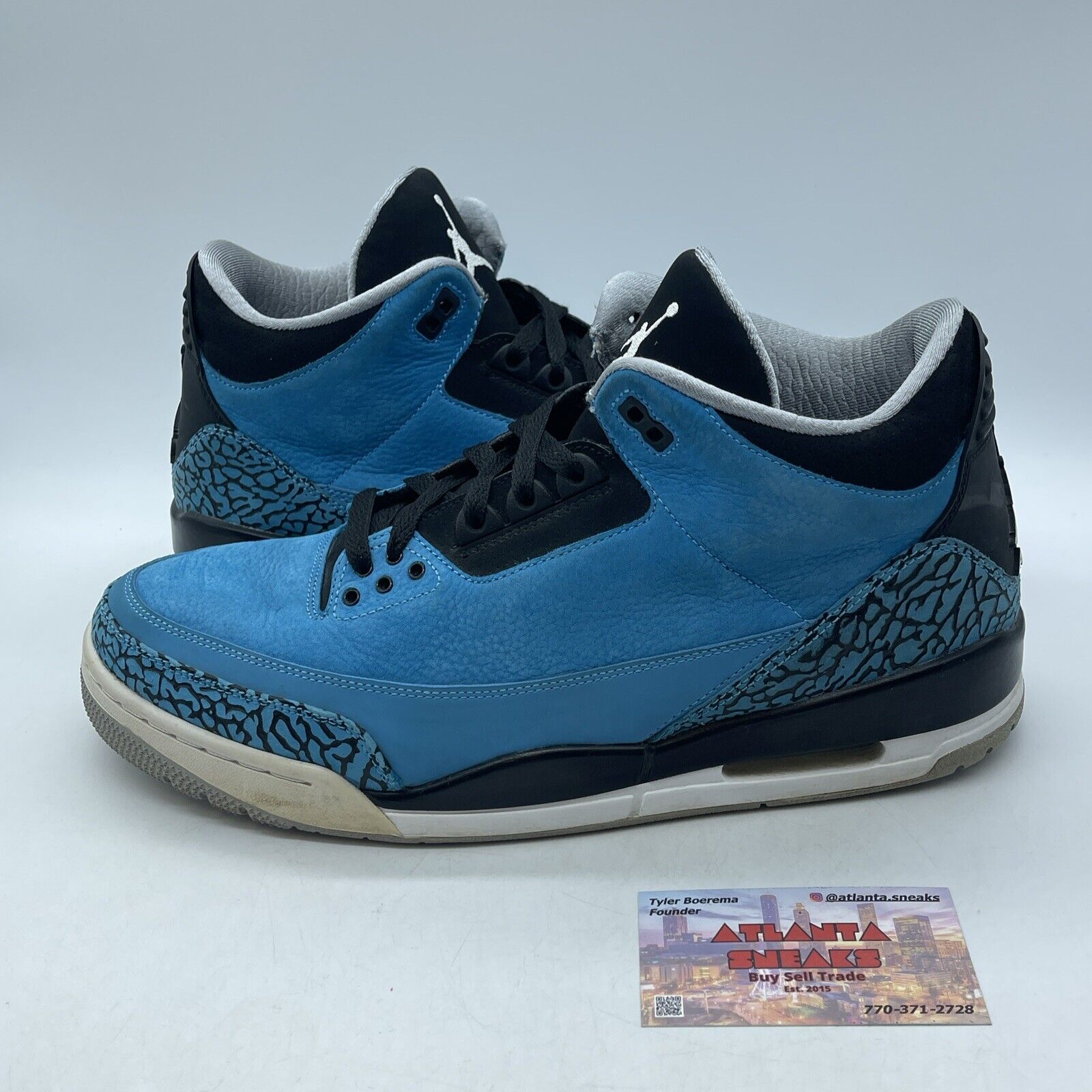 Size 12 - Air Jordan 3 Retro Powder Blue Black Suede Leather (136064-406)