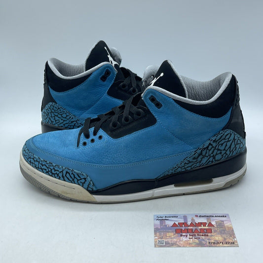 Size 12 - Air Jordan 3 Retro Powder Blue Black Suede Leather (136064-406)