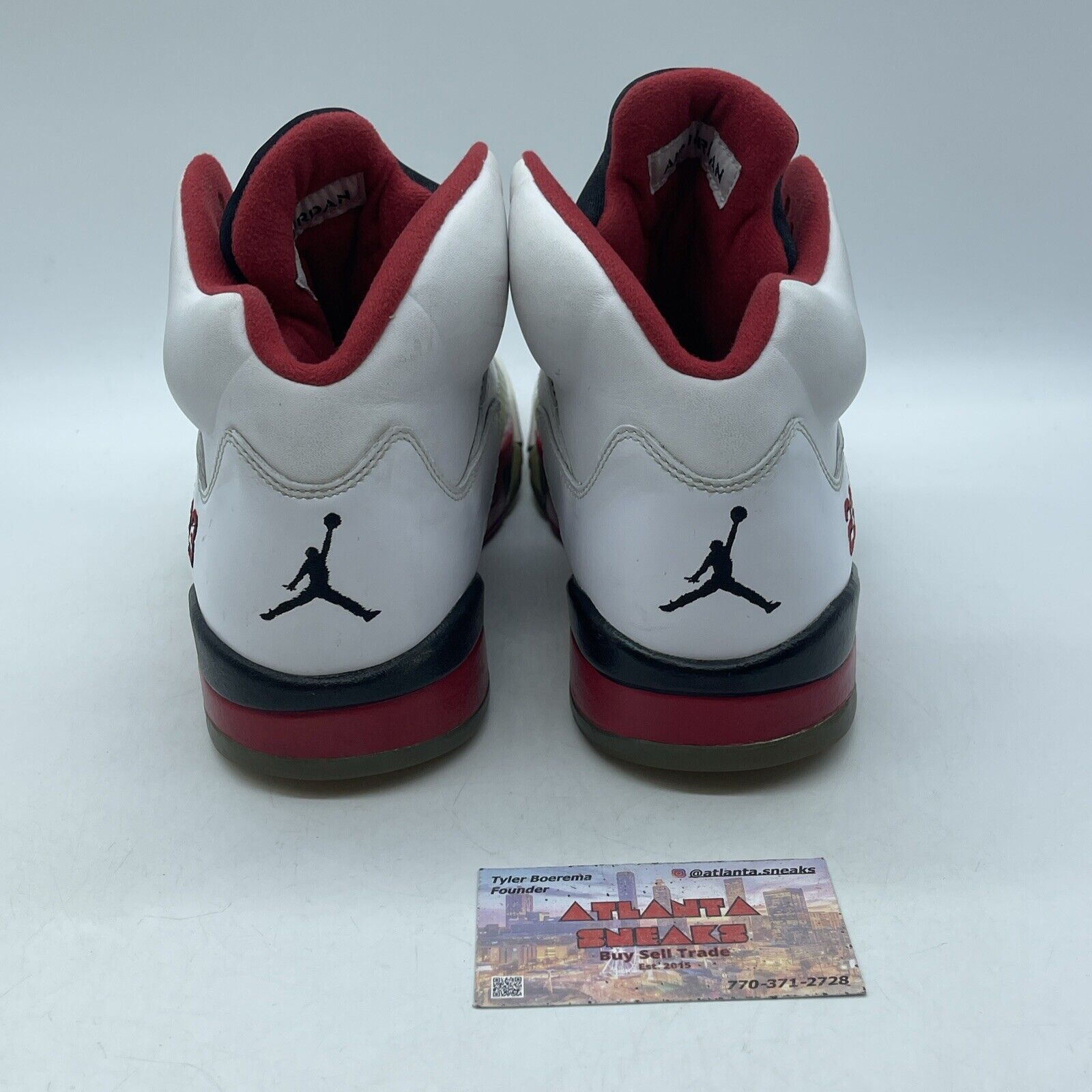 Size 9.5 - Air Jordan 5 Retro 2013 Fire Red Black White Leather (136027-120)