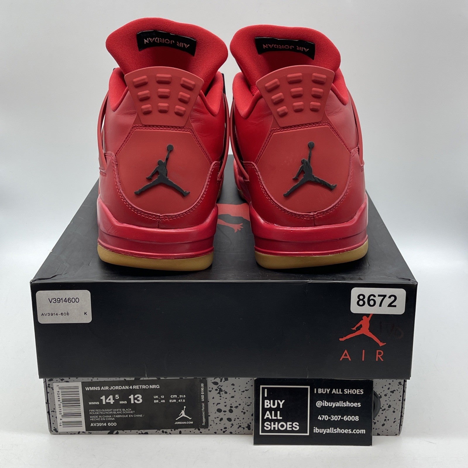 Size 14.5W - Air Jordan 4 Retro NRG Singles Day Red Leather (AV3914-600)