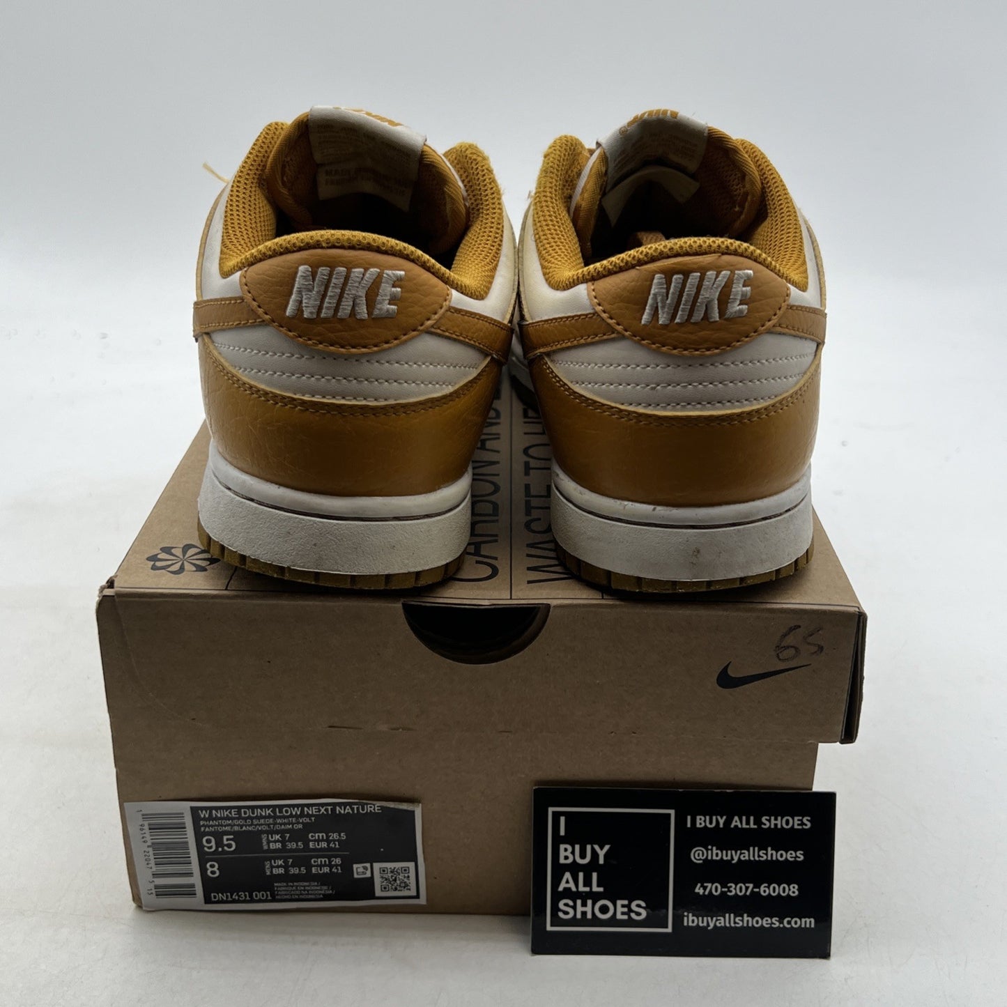 Size 9.5 - Nike Dunk Next Nature Low Gold Phantom W (DN1431-001)