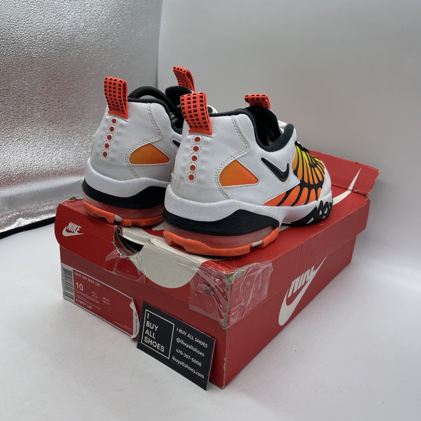 Size 10 - Nike Air Max 120 Hyper Orange White (819857-100)