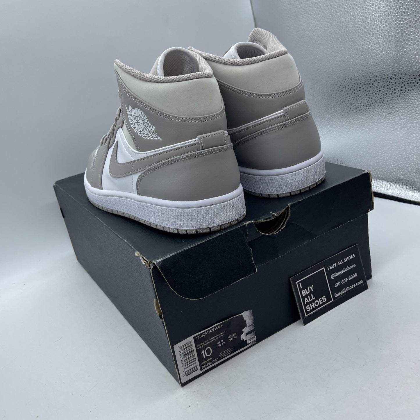 Size 10 - Air Jordan 1 Mid College Grey (554724-082)