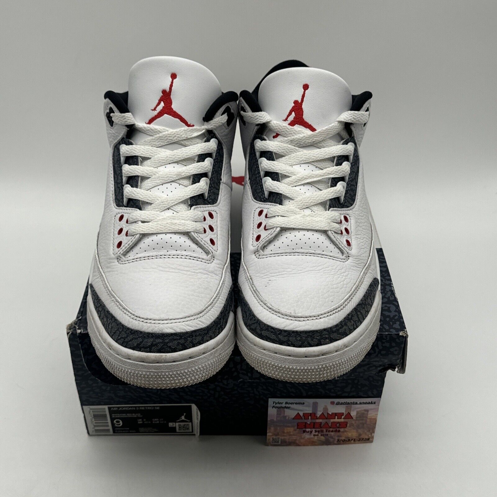 Size 9 - Jordan 3 Retro Denim SE Fire Red 2020 White Red Navy Jeans Premium Mate