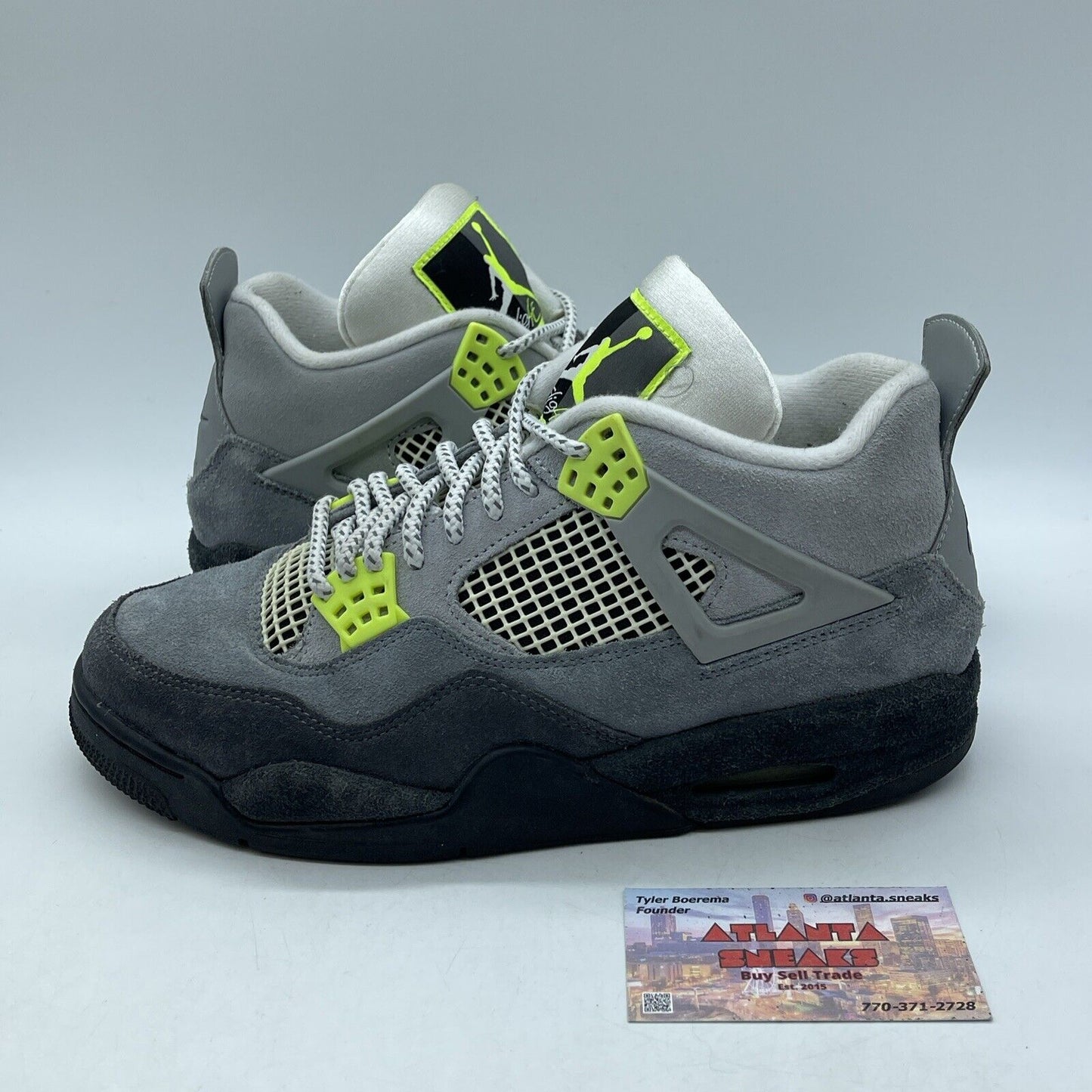 Size 8.5 - Jordan 4 Retro SE Mid Neon 95 Grey Suede Black Leather (CT5342-007)