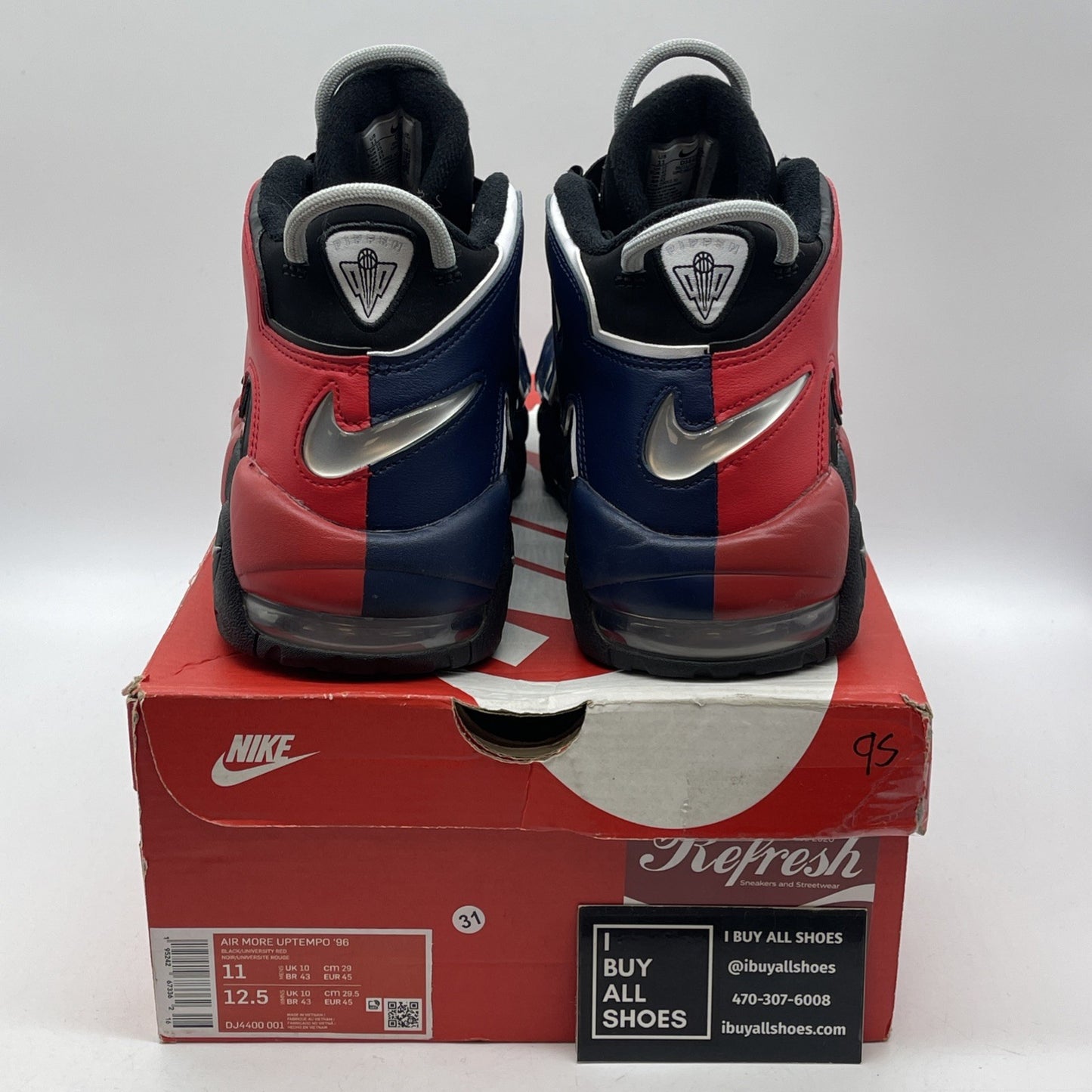 Size 11 - Nike Air More Uptempo '96 Split Black Blue Red Leather (DJ4400-001)