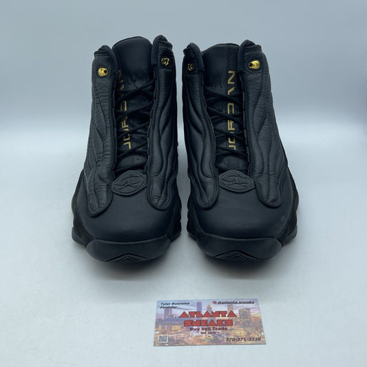 Size 12 - Jordan Pro Strong Black Metallic Gold Black Leather Suede (407285-010)
