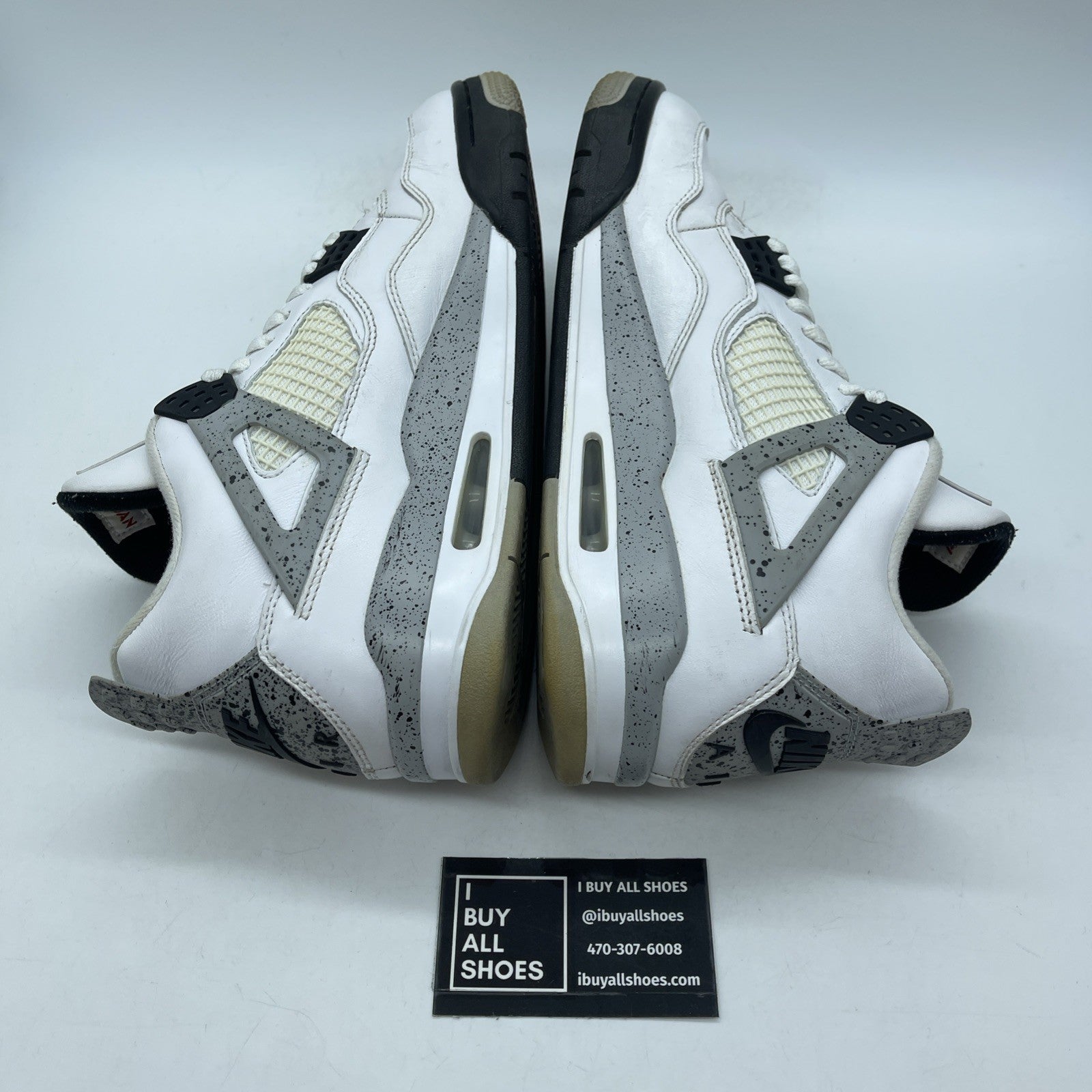 Size 10 - Jordan 4 Retro OG Mid White Cement Grey Black Leather (840606-192)