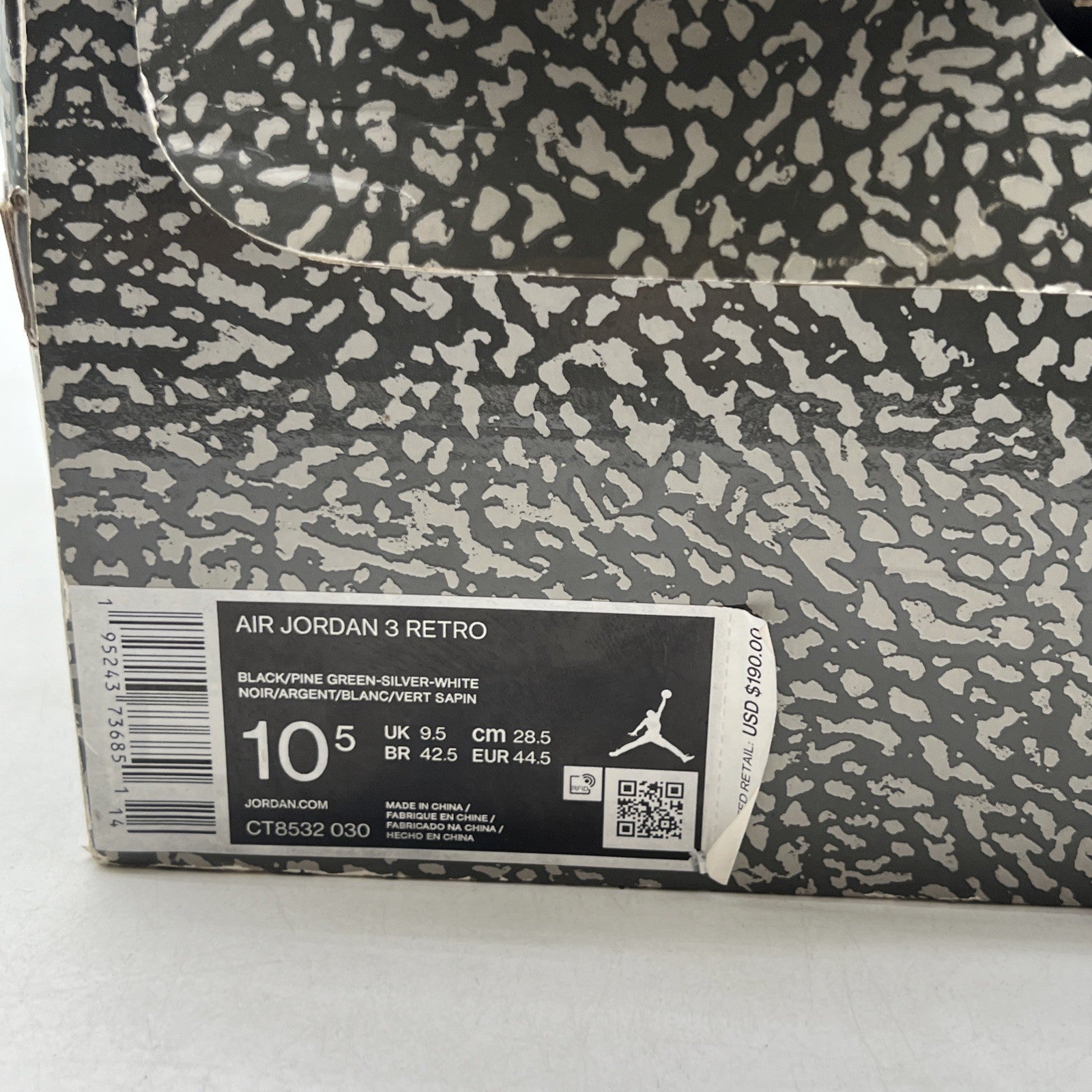 Size 10.5 - Air Jordan 3 Retro Mid Pine Green (CT8532-030)