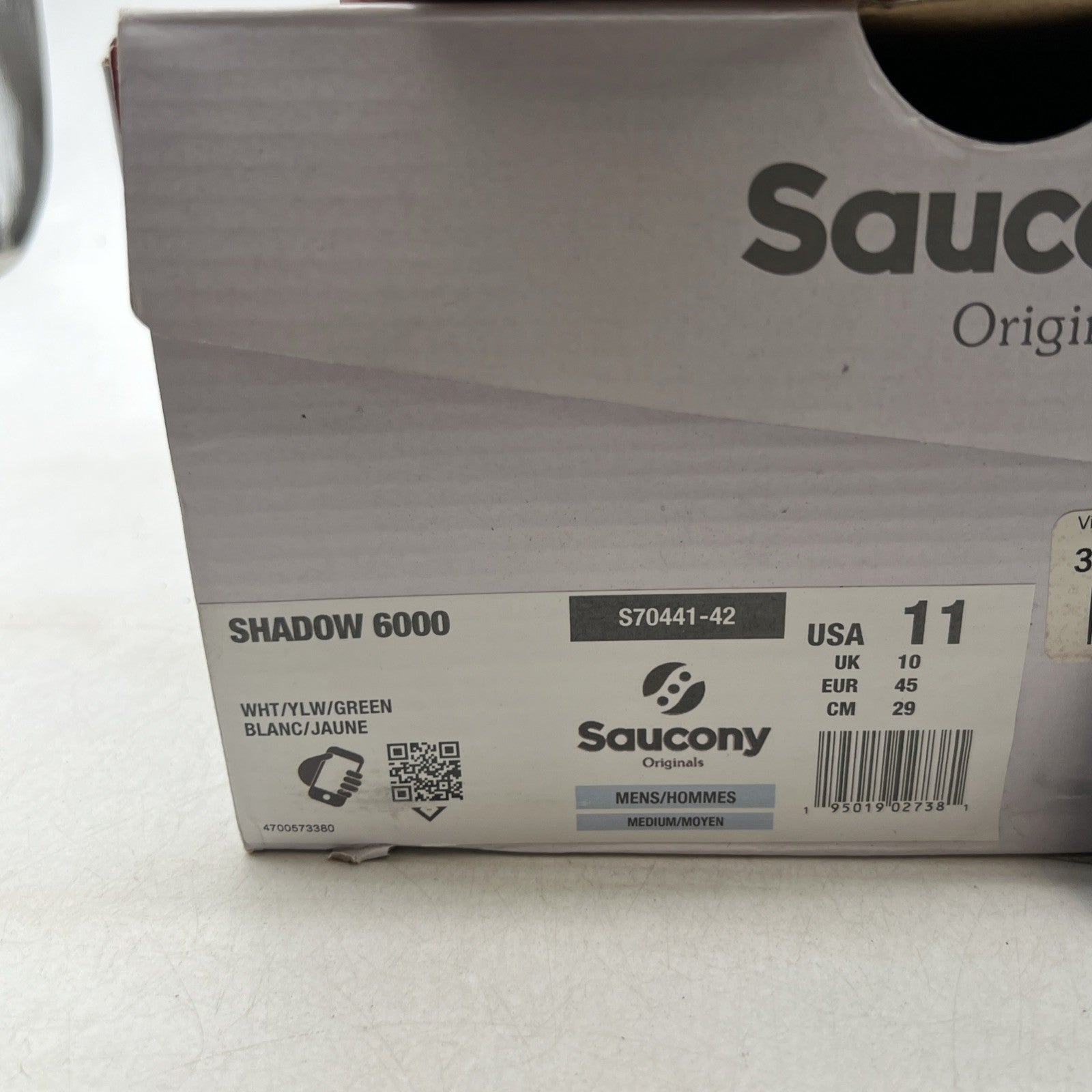 Size 11 - Saucony Shadow 6000 White Green Mustard (S70441-42)