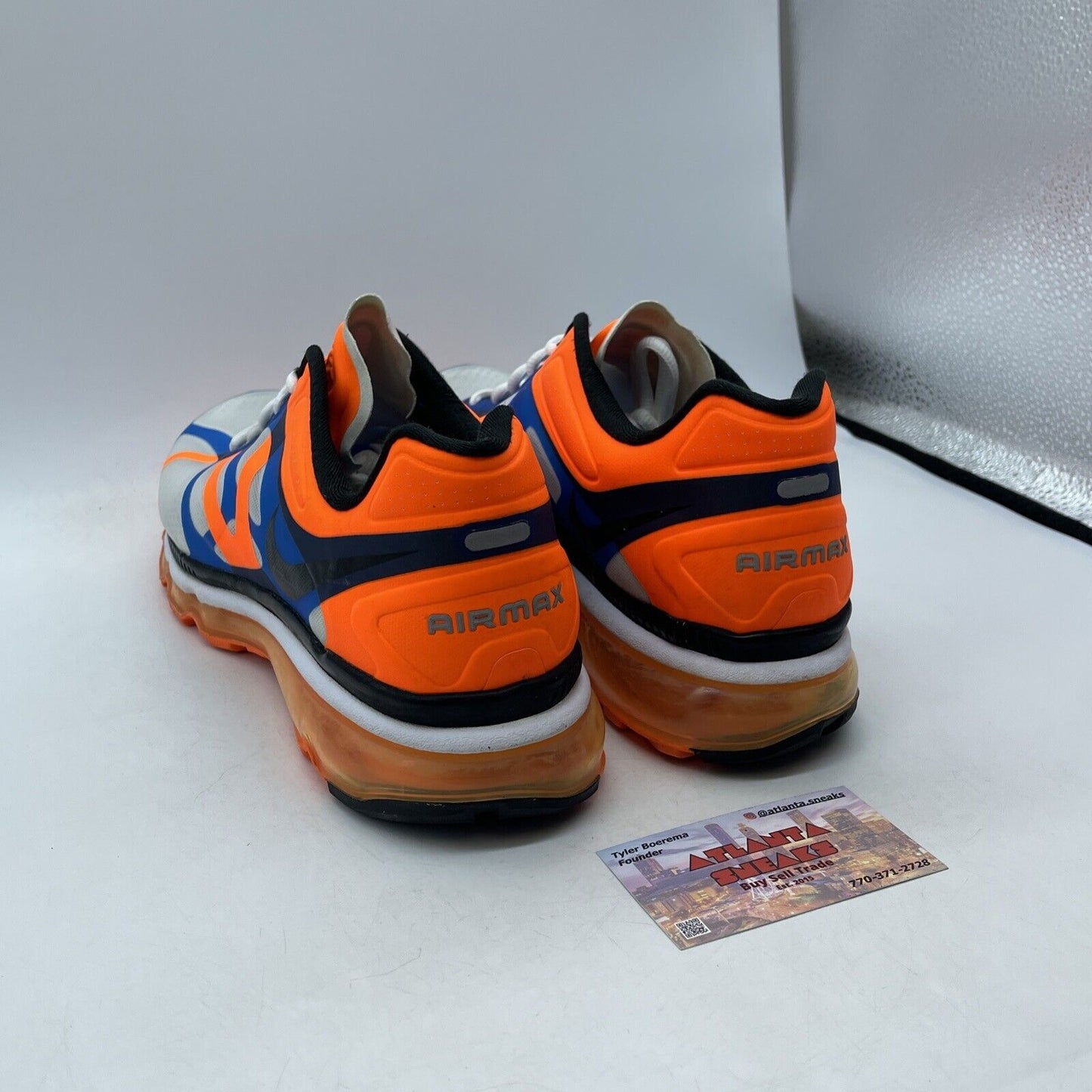 Size 11 - Nike Air Max+ 2012 White Blue Orange Leather Suede (487982-106)