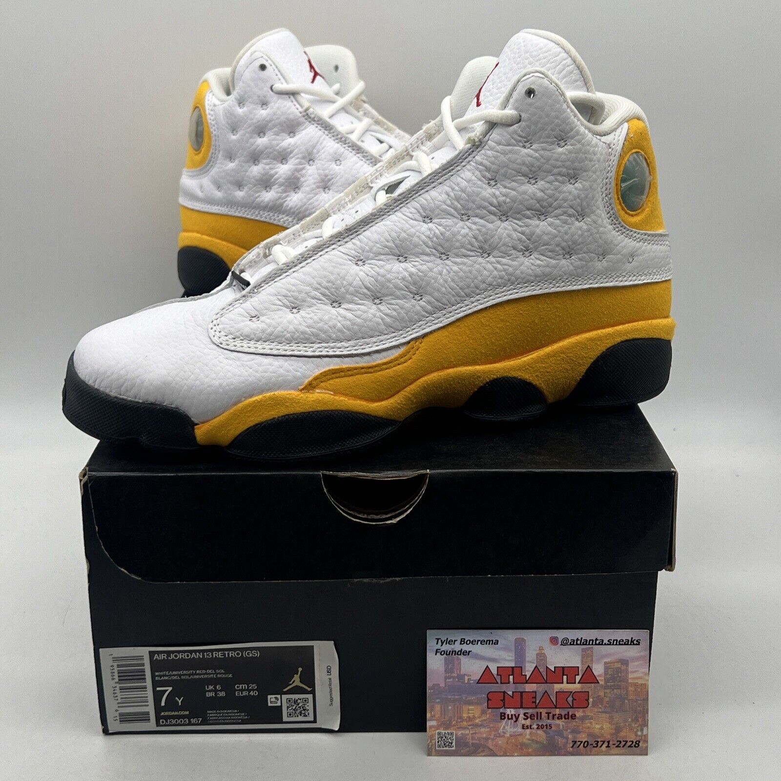 NEW Nike Air Jordan 13 Retro GS Del Sol DJ3003-167 Size 7Y  White Yellow Leather