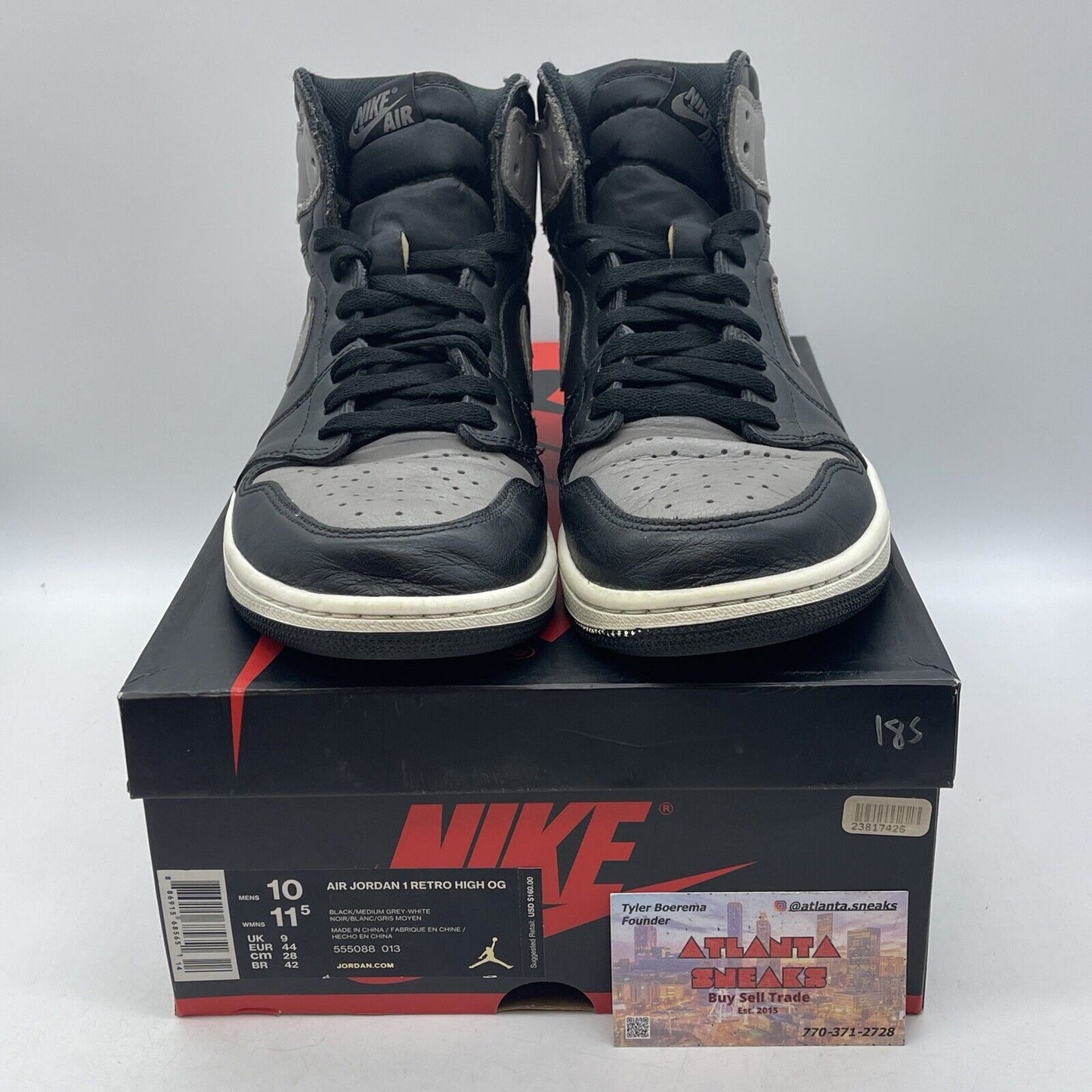 Size 10 - Jordan 1 Retro OG High Shadow Grey White Black Leather (555088-013)