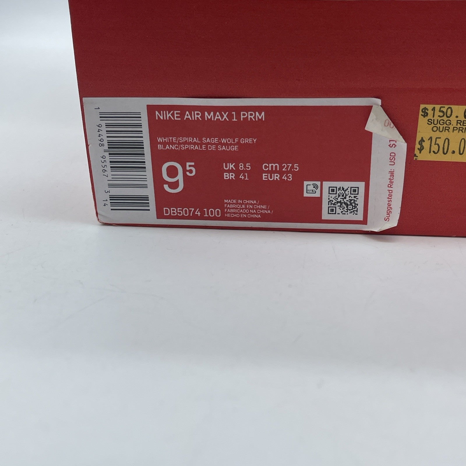 Size 9.5 - Nike Air Max 1 Grey Mint Grey White Leather (AH8145-015)