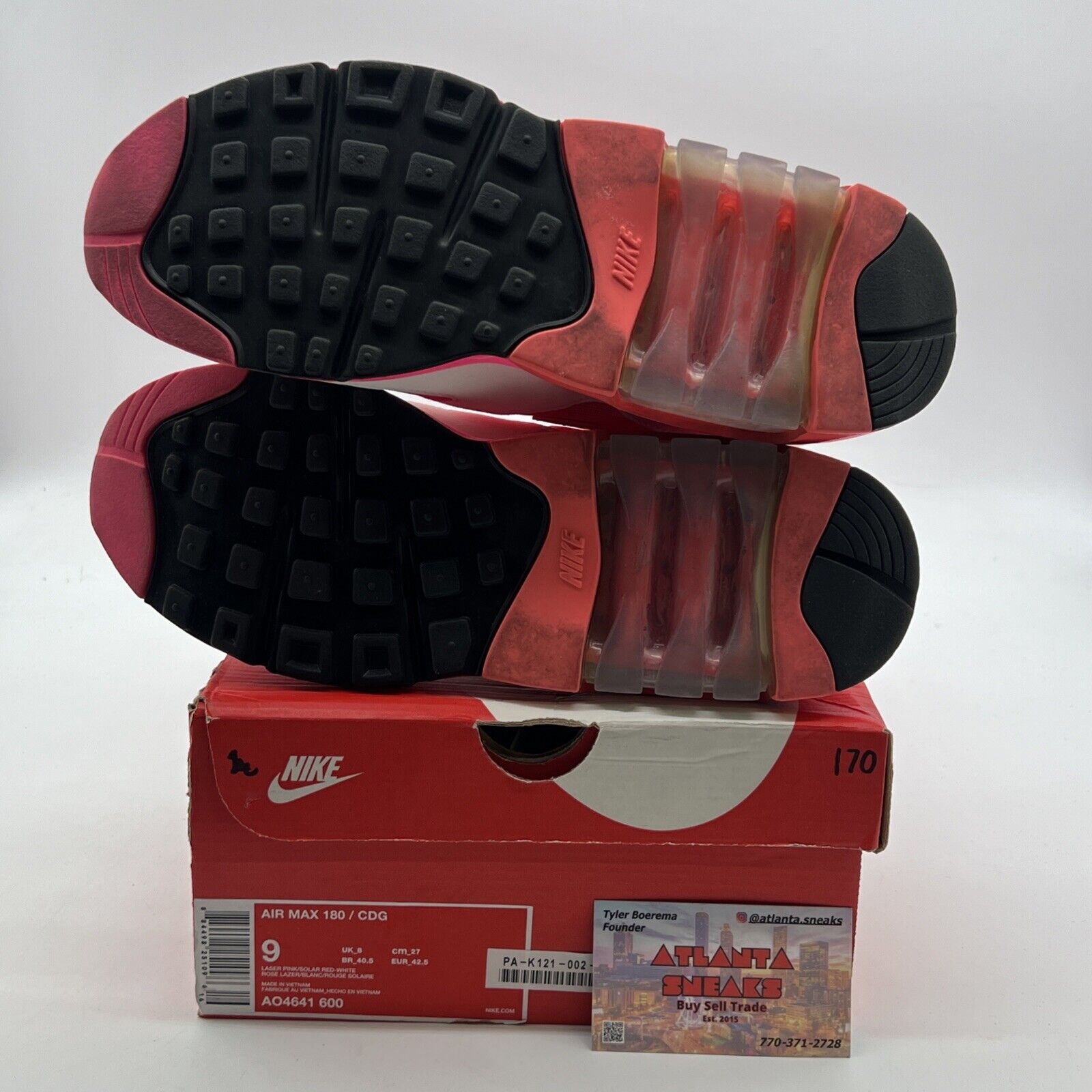 Size 9 - Nike Comme des Garçons x Air Max 180 White Pink (AO4641-600)