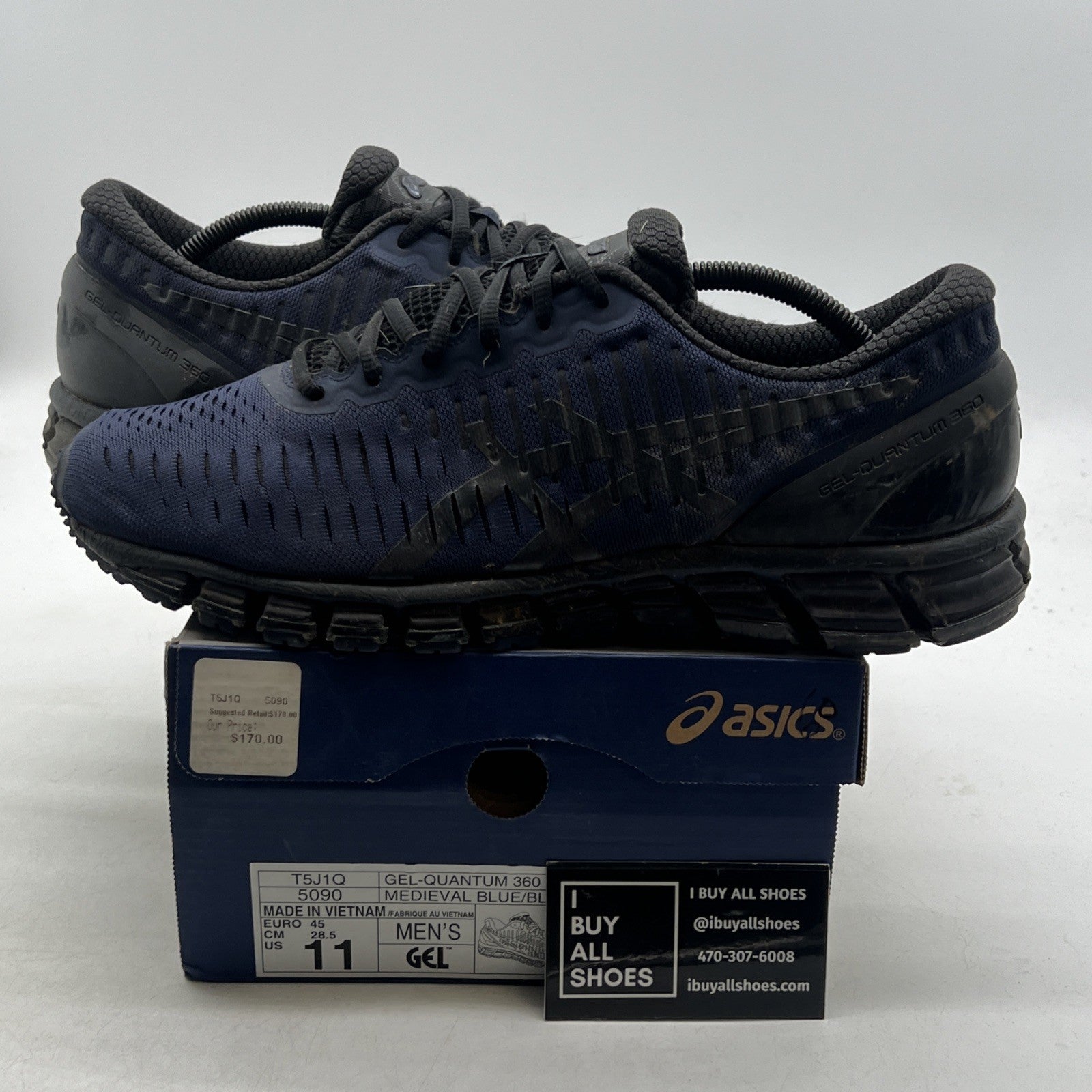 Size 11 - ASICS Gel Quantum 360 Knit Running Shoes Navy Blue (T5J1Q-5090)