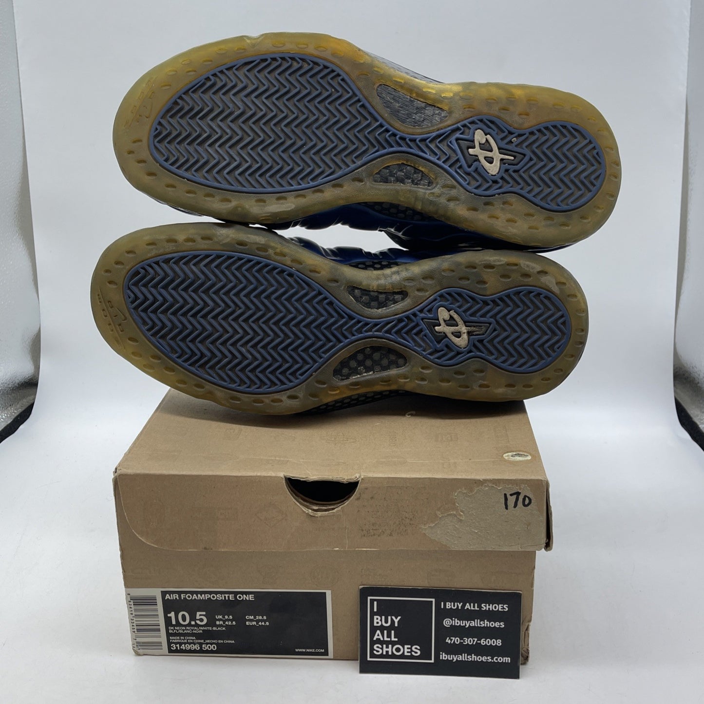 Size 10.5 - Nike Air Foamposite One 2011 Royal Blue Black Suede (314996-500)