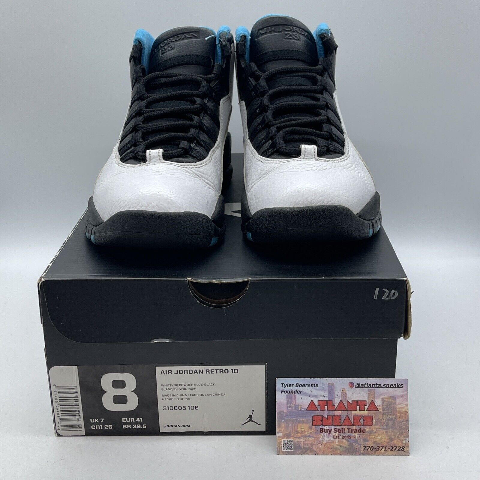 Size 8 - Air Jordan 10 Retro 2014 Powder Blue White Black Leather (310805-106