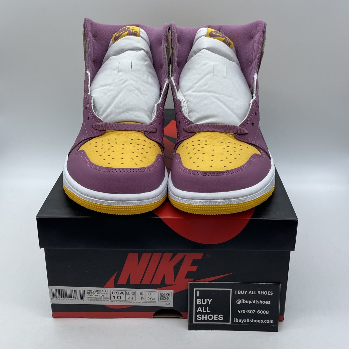 Size 10 - Jordan 1 Retro High OG Brotherhood 2022 Yellow Leather (555088-706)