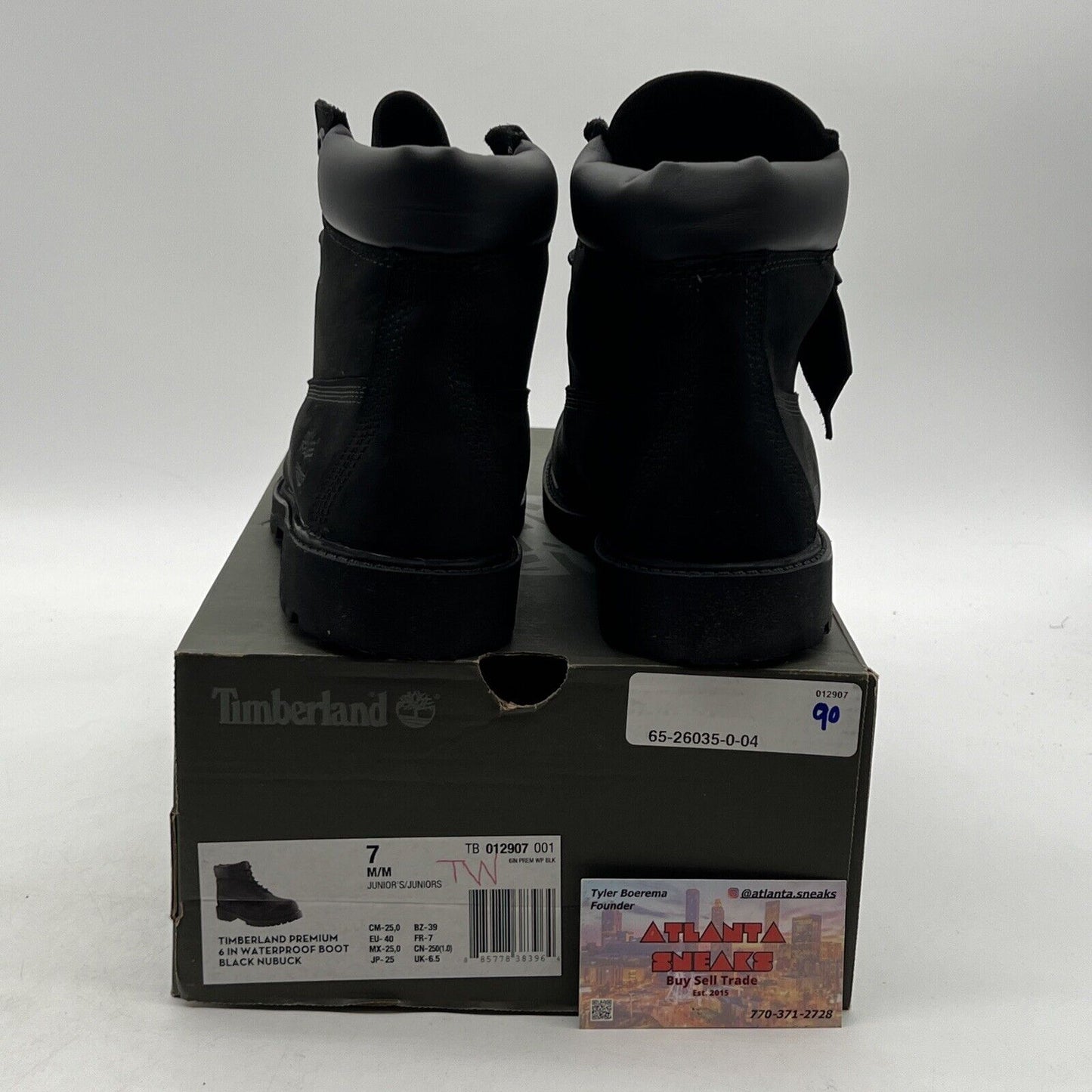 Size 7 - Timberland Premium TB012907001 Boots Big Kids Black Leather 6-Inch