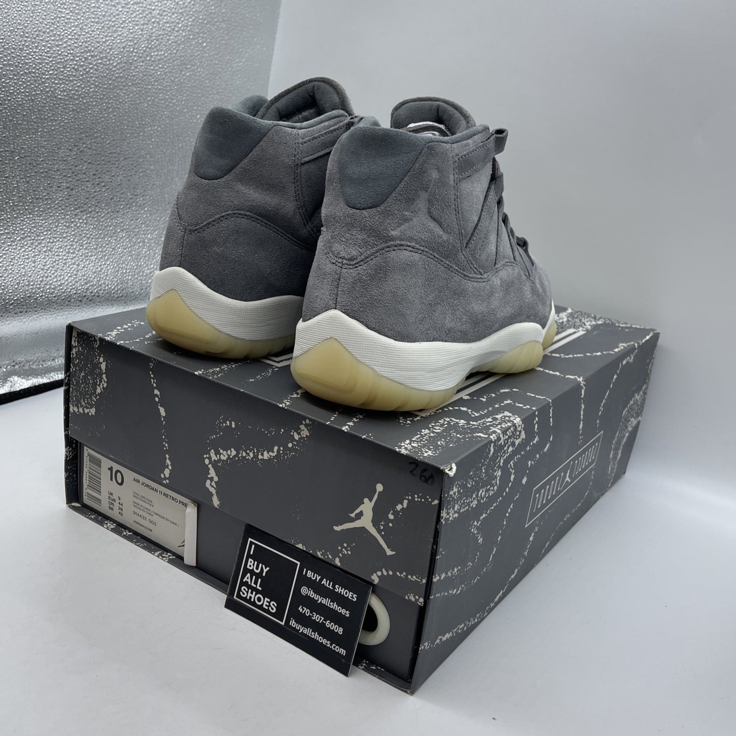 Size 10 - Air Jordan 11 Retro Premium Grey Suede (914433-003)