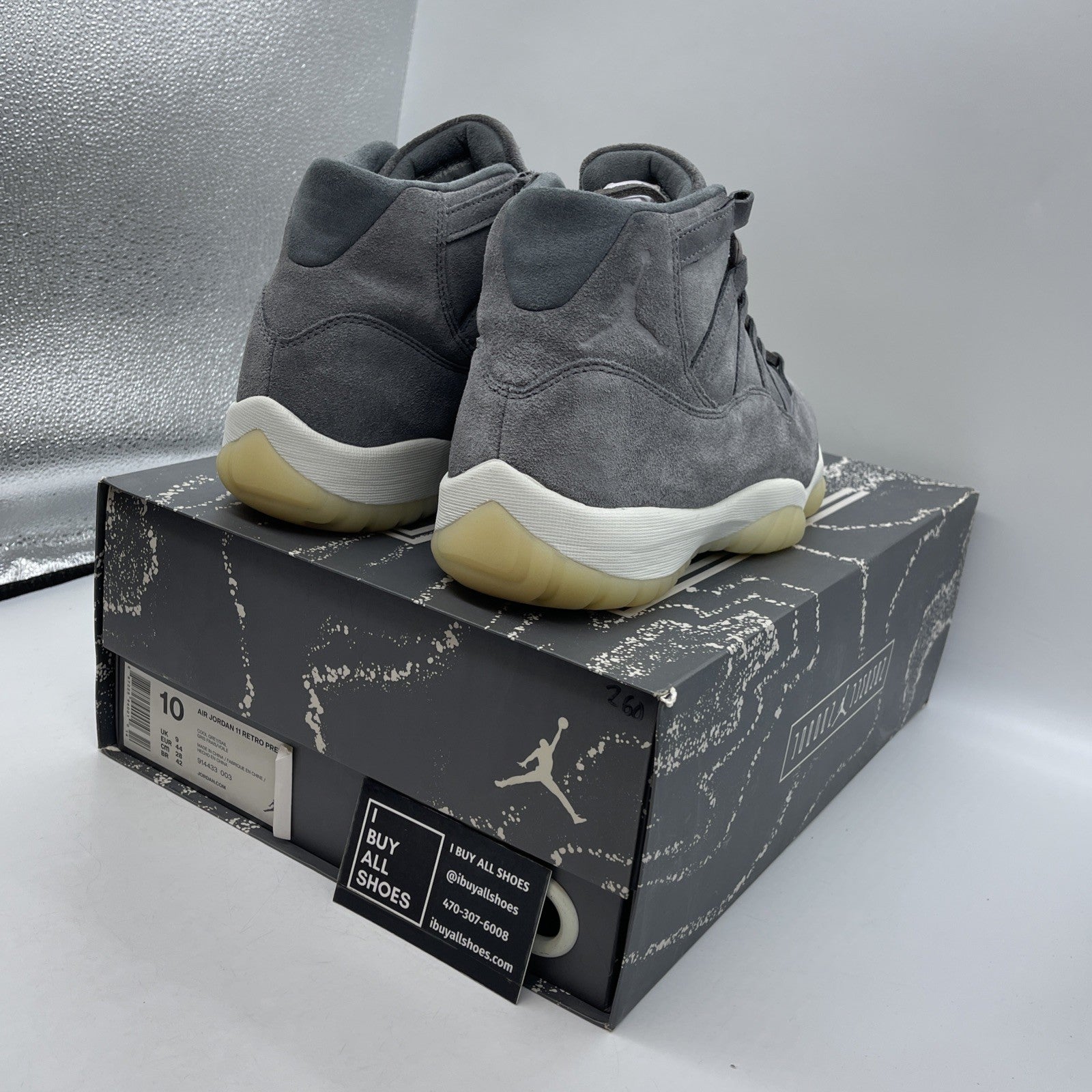 Size 10 - Air Jordan 11 Retro Premium Grey Suede (914433-003)