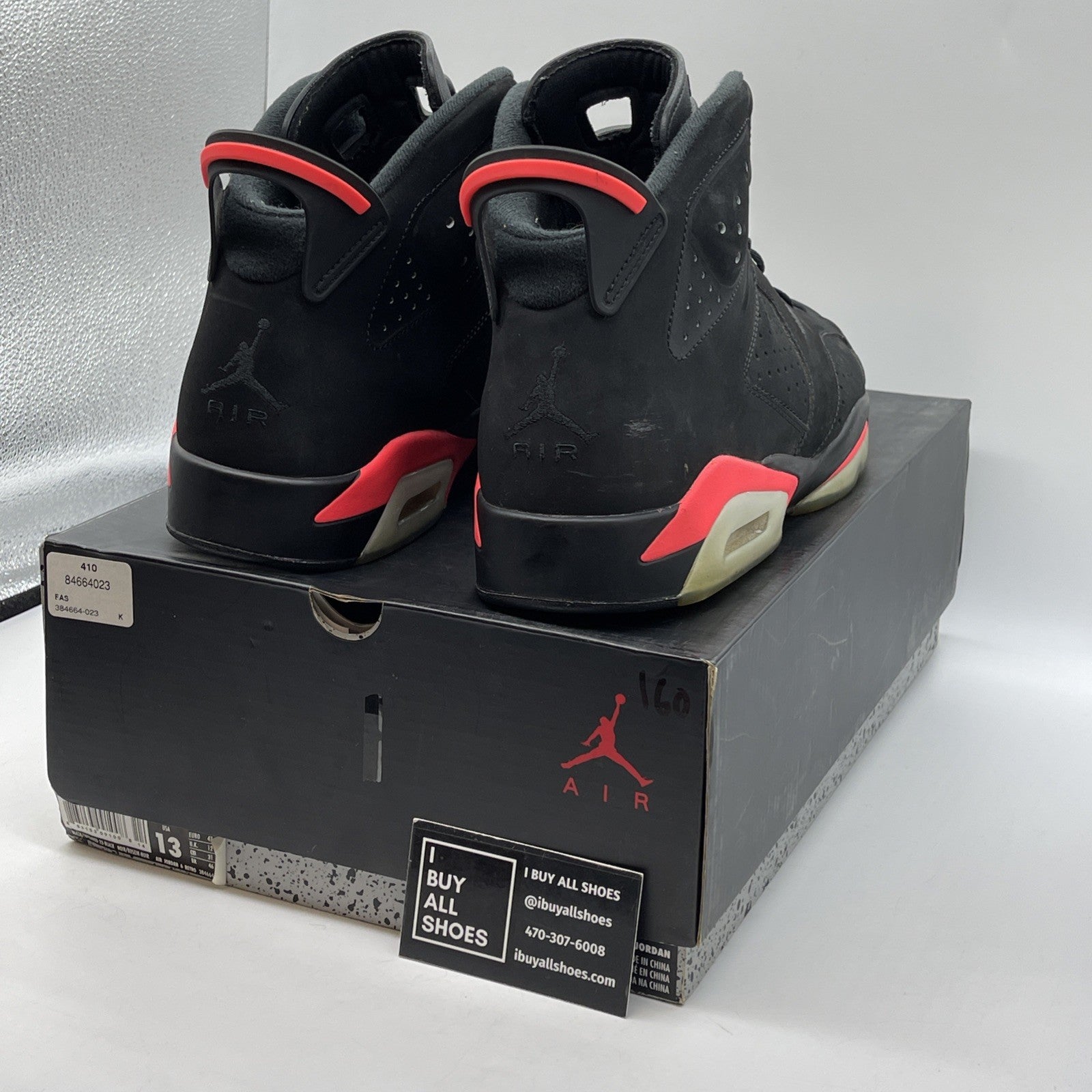 Size 13 - Jordan 6 Retro Infrared Black 2014 Black Pink Suede (384664-023)