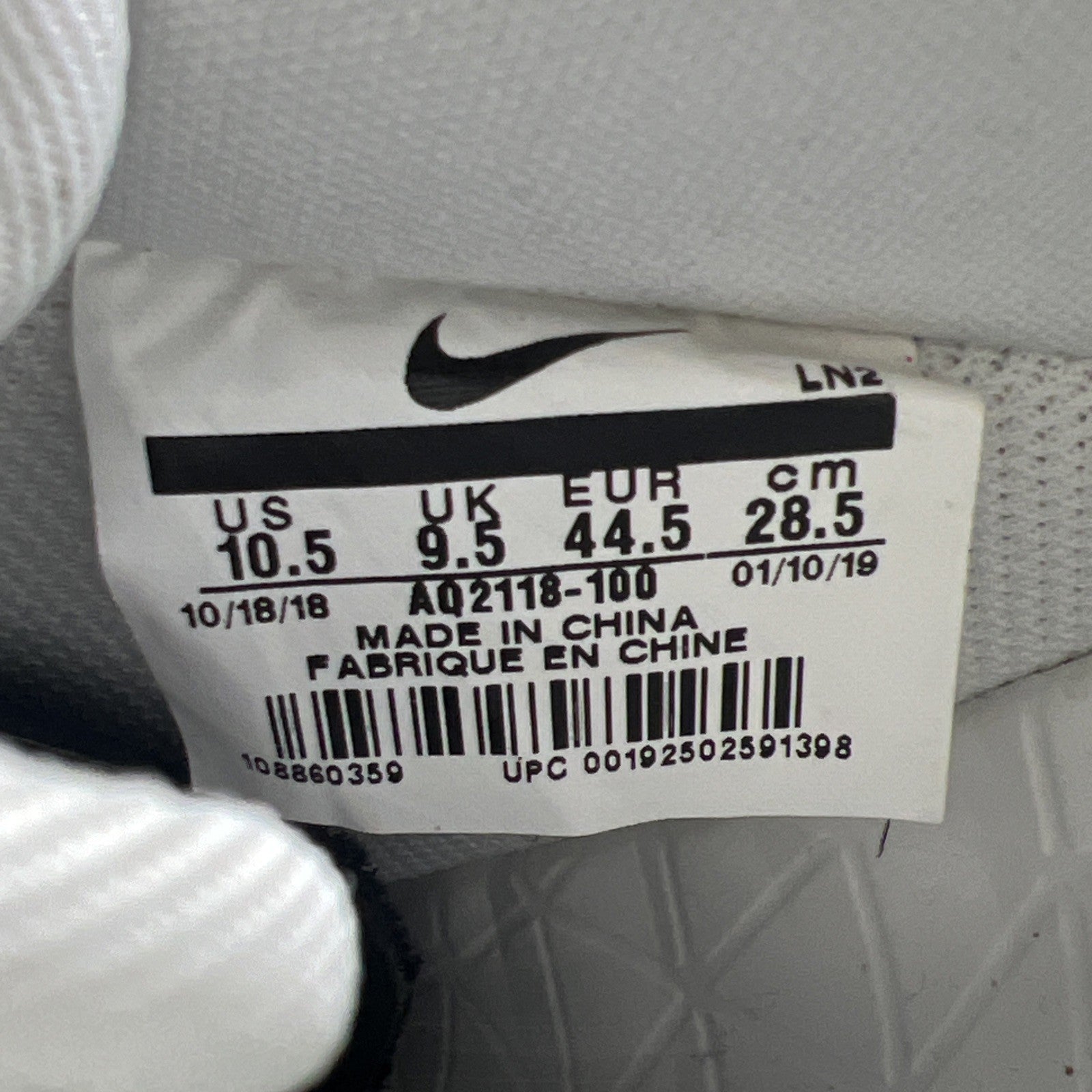 Size 10.5 - Nike Air Force 1 CMFT Low Equality (AQ2118-100)
