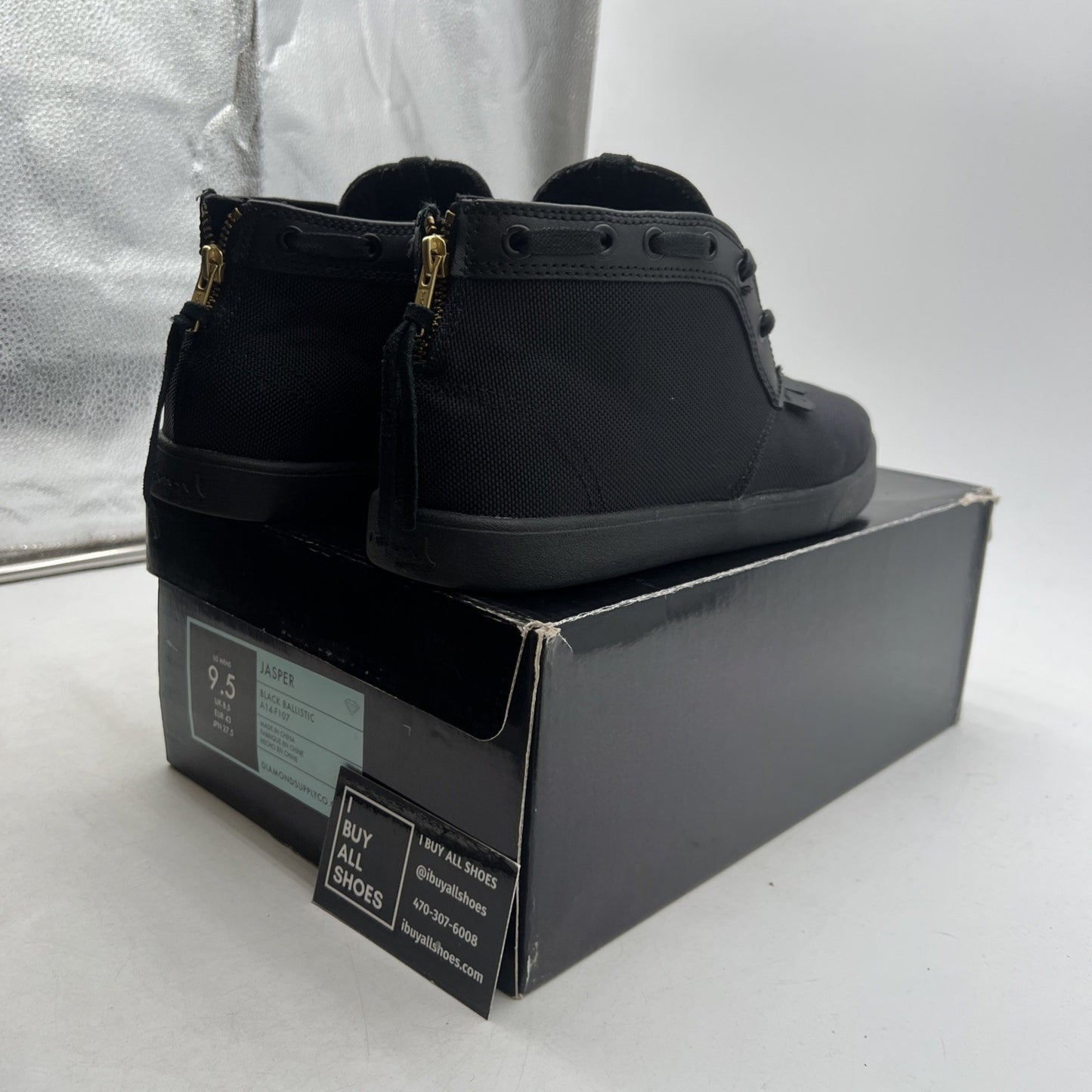 Size 9.5 - Diamond Supply Co x IBN Jasper Triple Black (A14-F107)