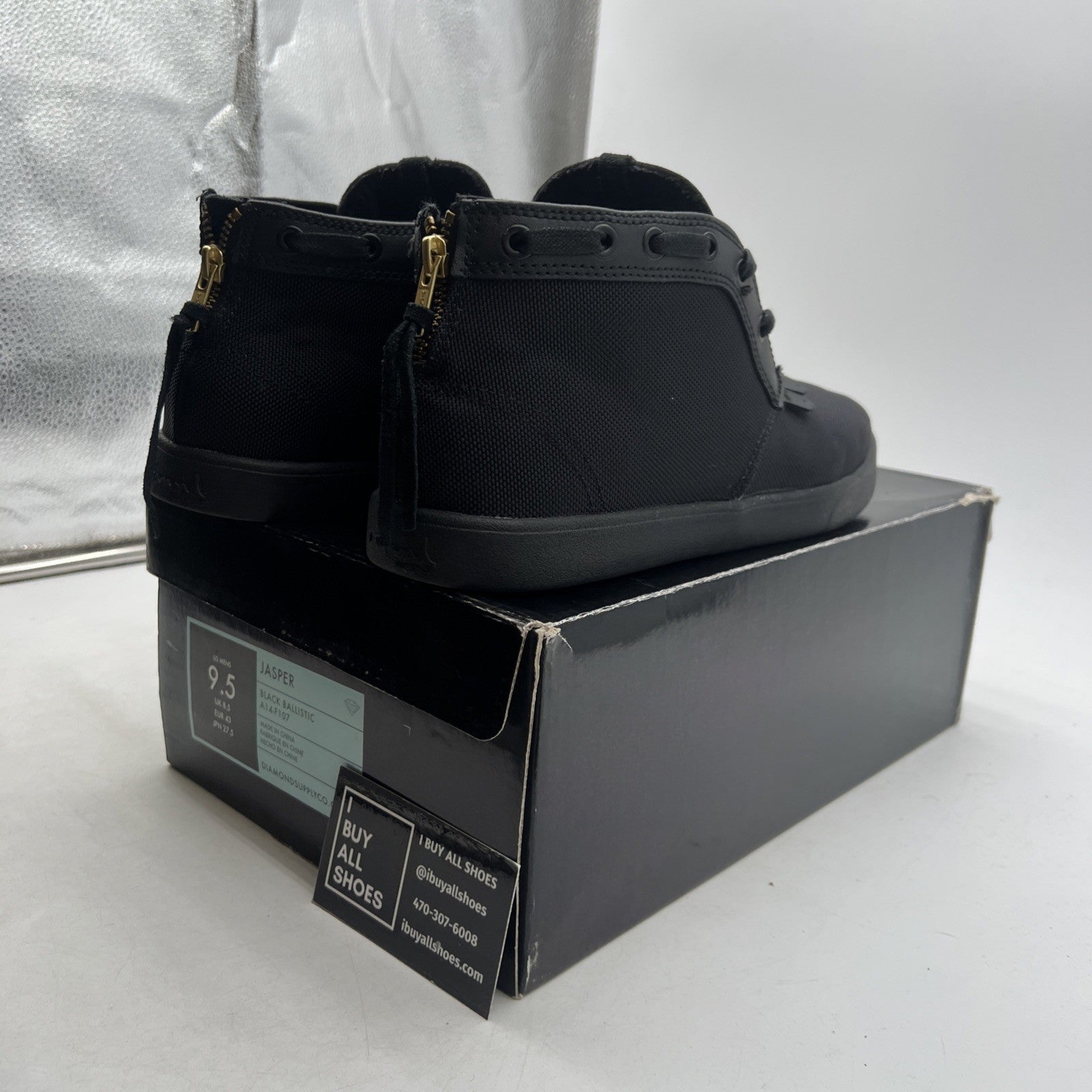 Size 9.5 - Diamond Supply Co x IBN Jasper Triple Black (A14-F107)