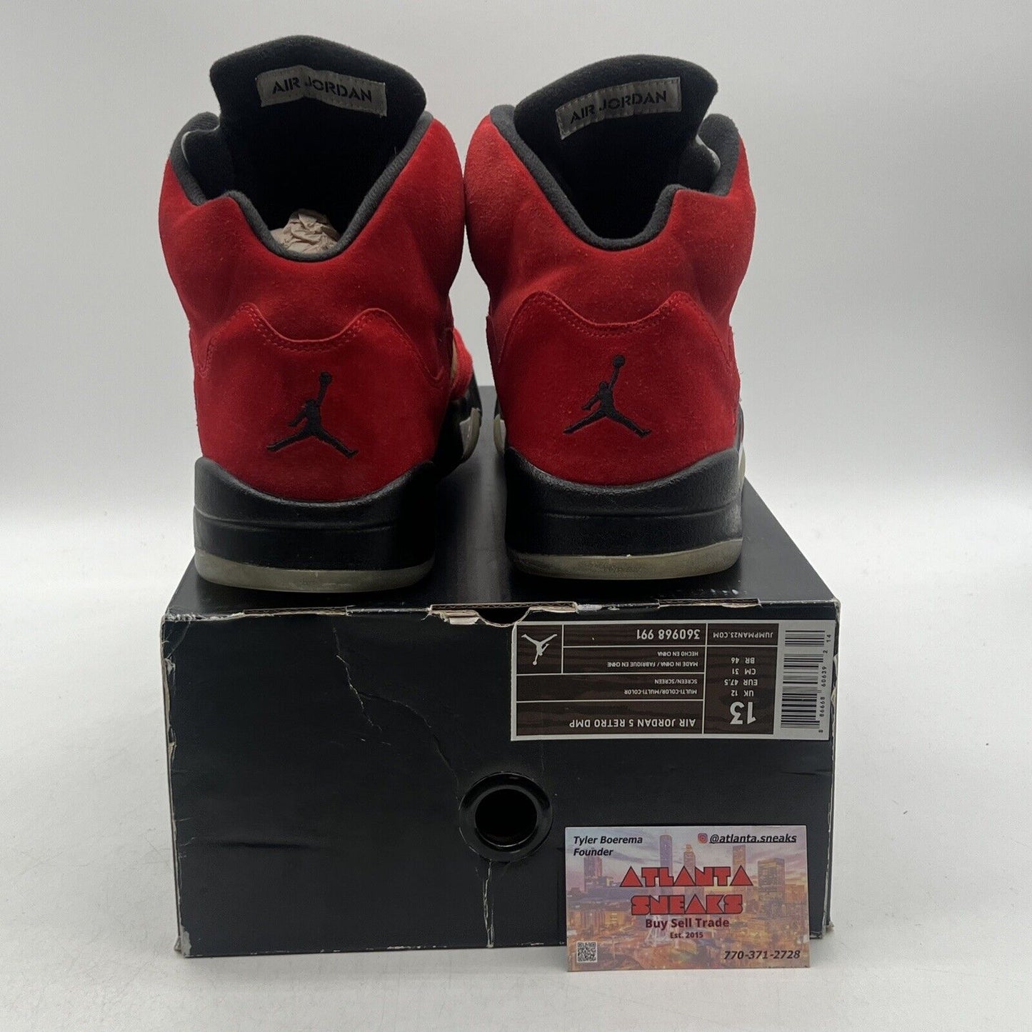 Size 13 - Air Jordan 5 Retro Raging Bull Red Suede Black Grey (136027-601)