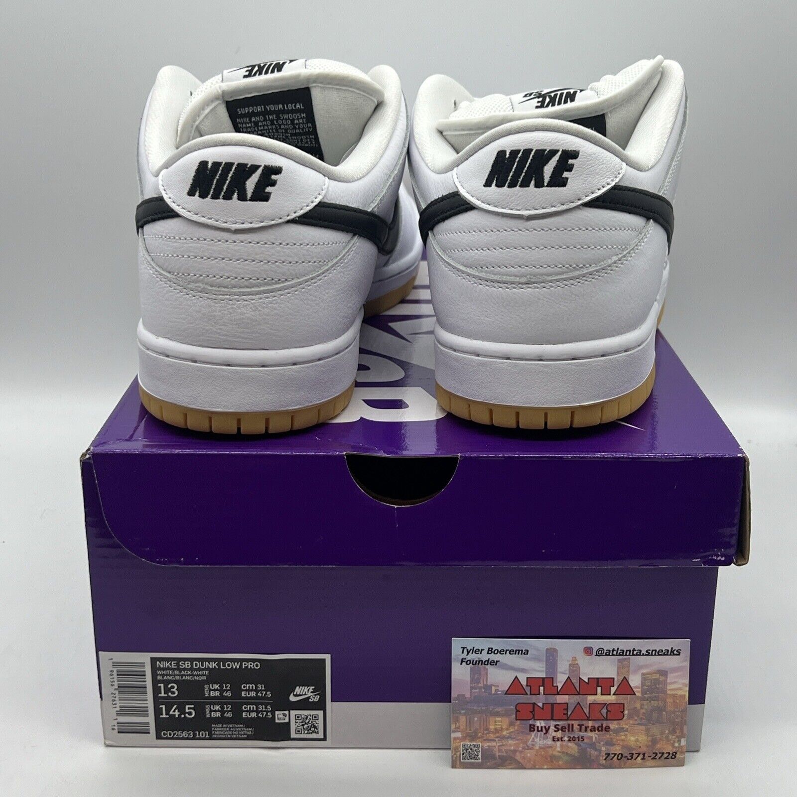 Size 13 - Nike SB Dunk White Gum : CD2563-101 Brand New Black White