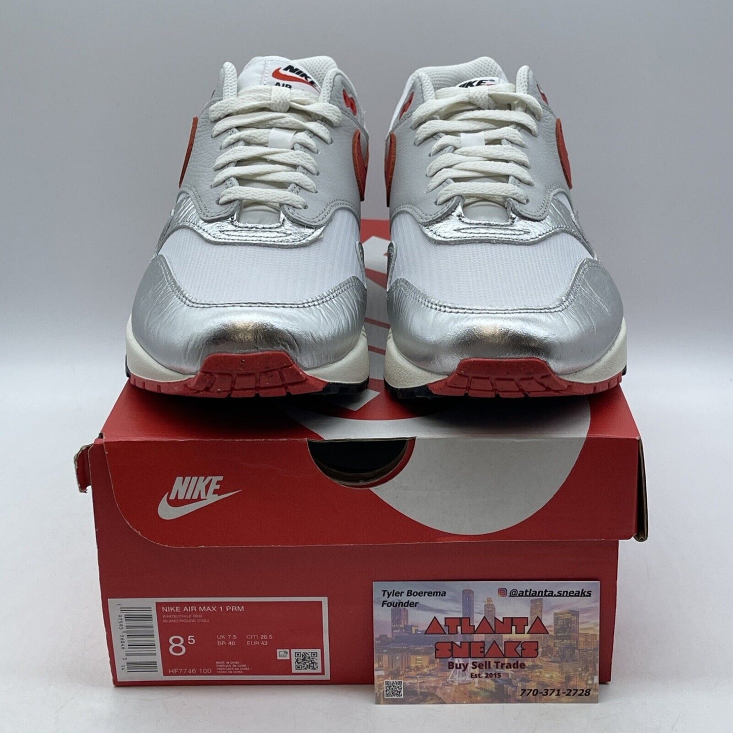 Size 8.5 - Nike Air Max 1 Premium SE Hot Sauce Silver Red White (HF7746-100)