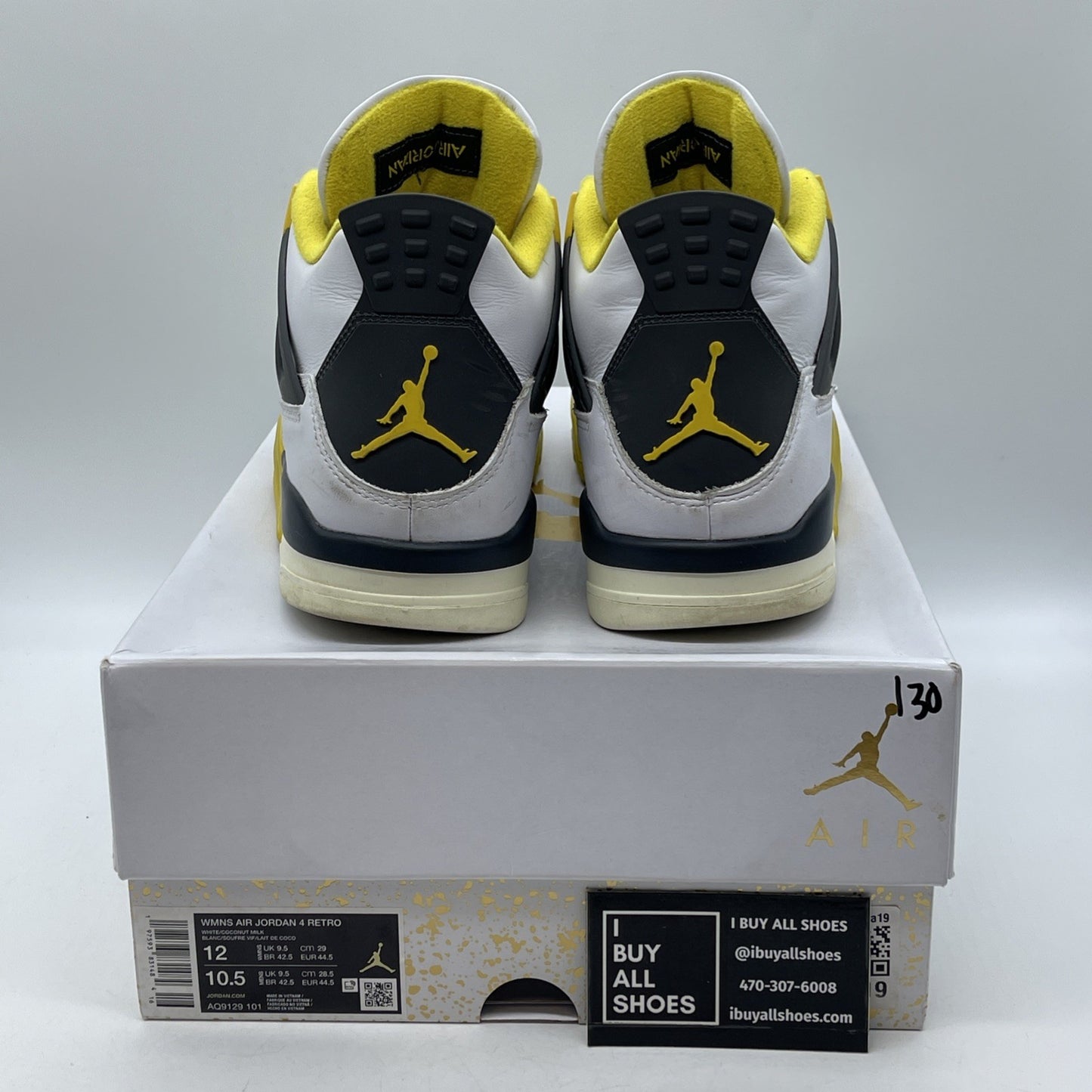 Size 12W - Air Jordan 4 Retro Vivid Sulfur White Yellow Leather (AQ9129-101)