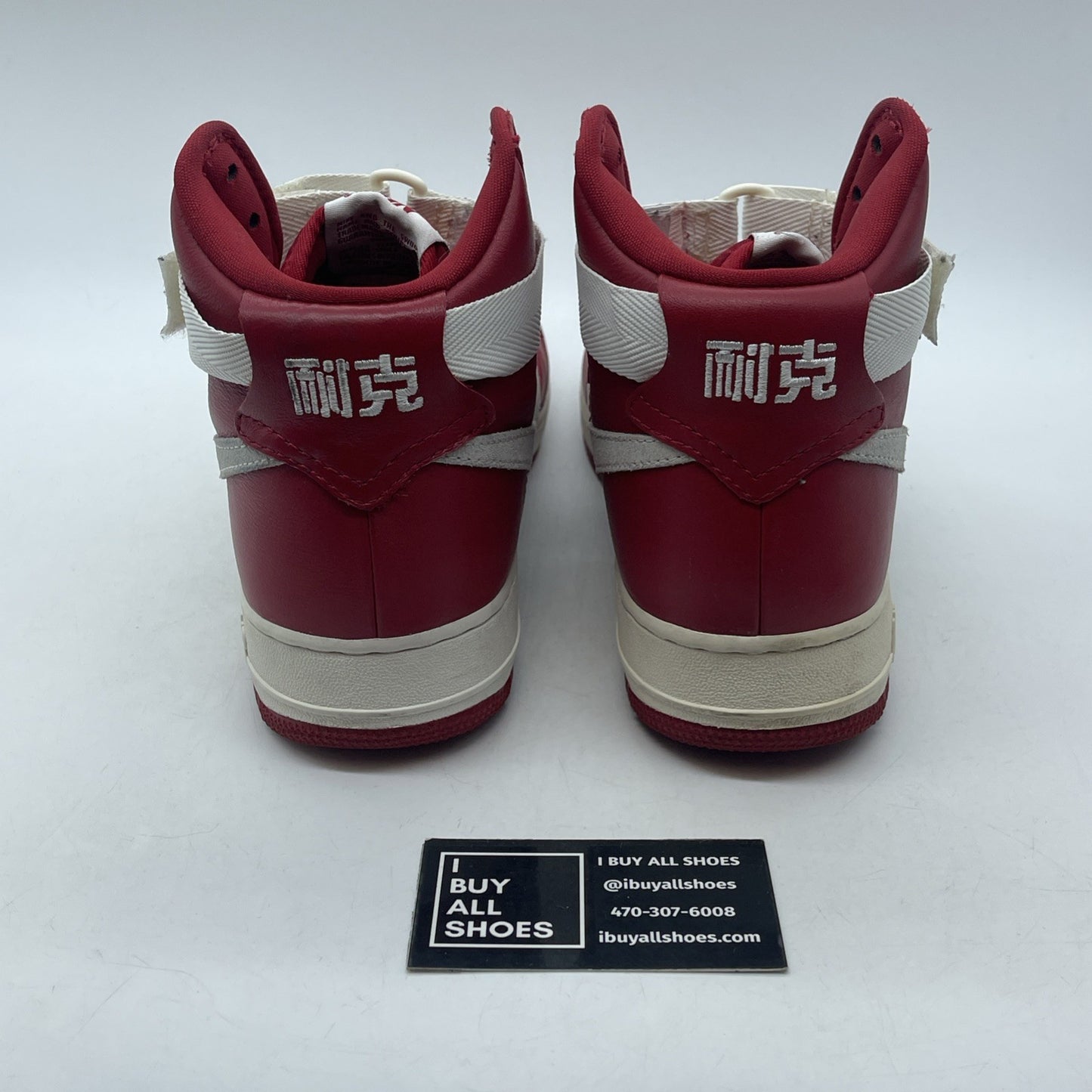 Size 9.5 - Nike Air Force 1 High NAI-KE Red Grey Suede Leather (743546-600)