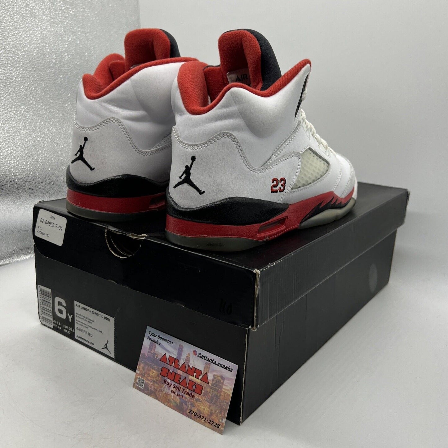 Size 6 - Air Jordan 5 Retro 2013 Fire Red Leather Icey  (440888-120)