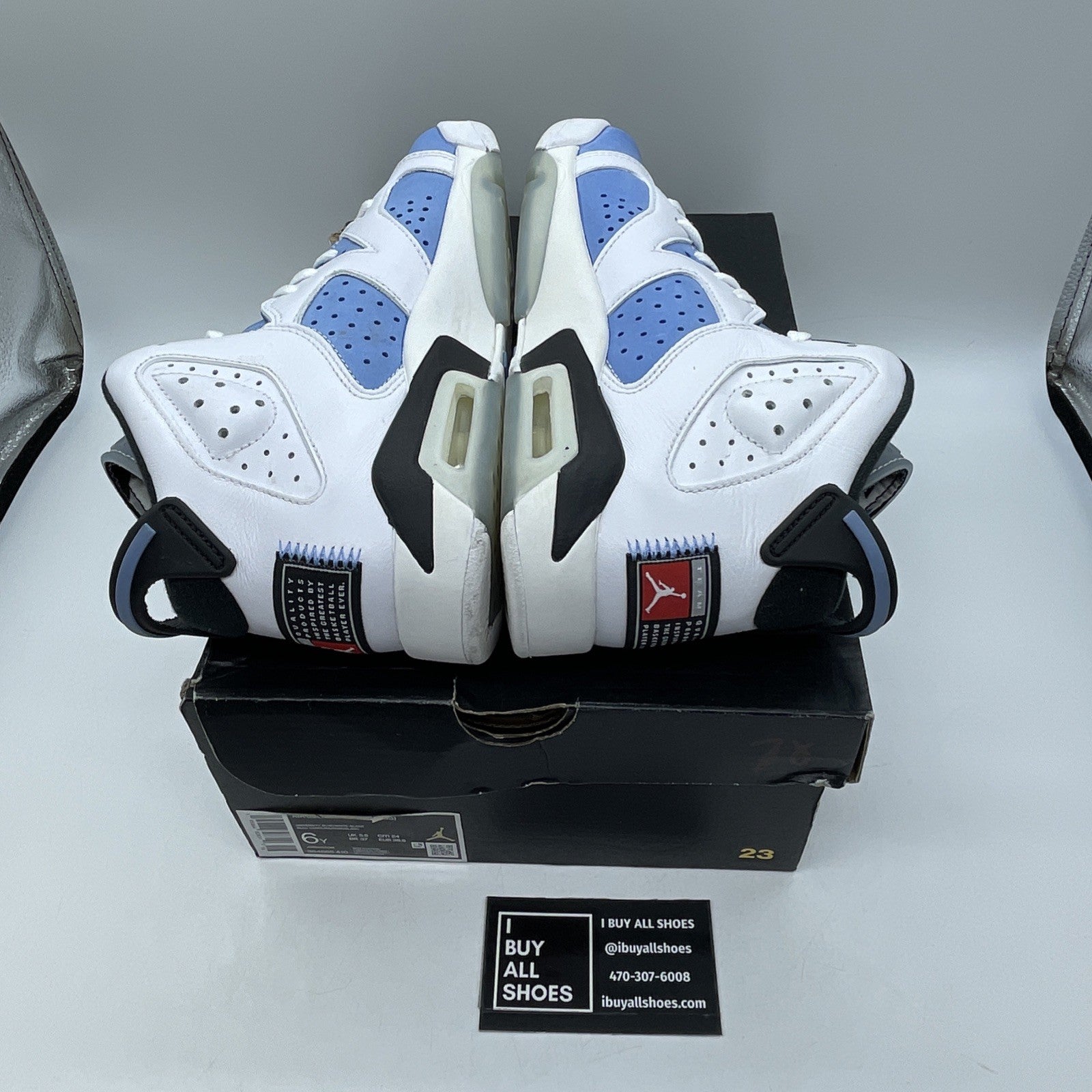 Size 6Y - Air Jordan 6 Retro Mid UNC Home Blue White Suede Leather (384665-410)