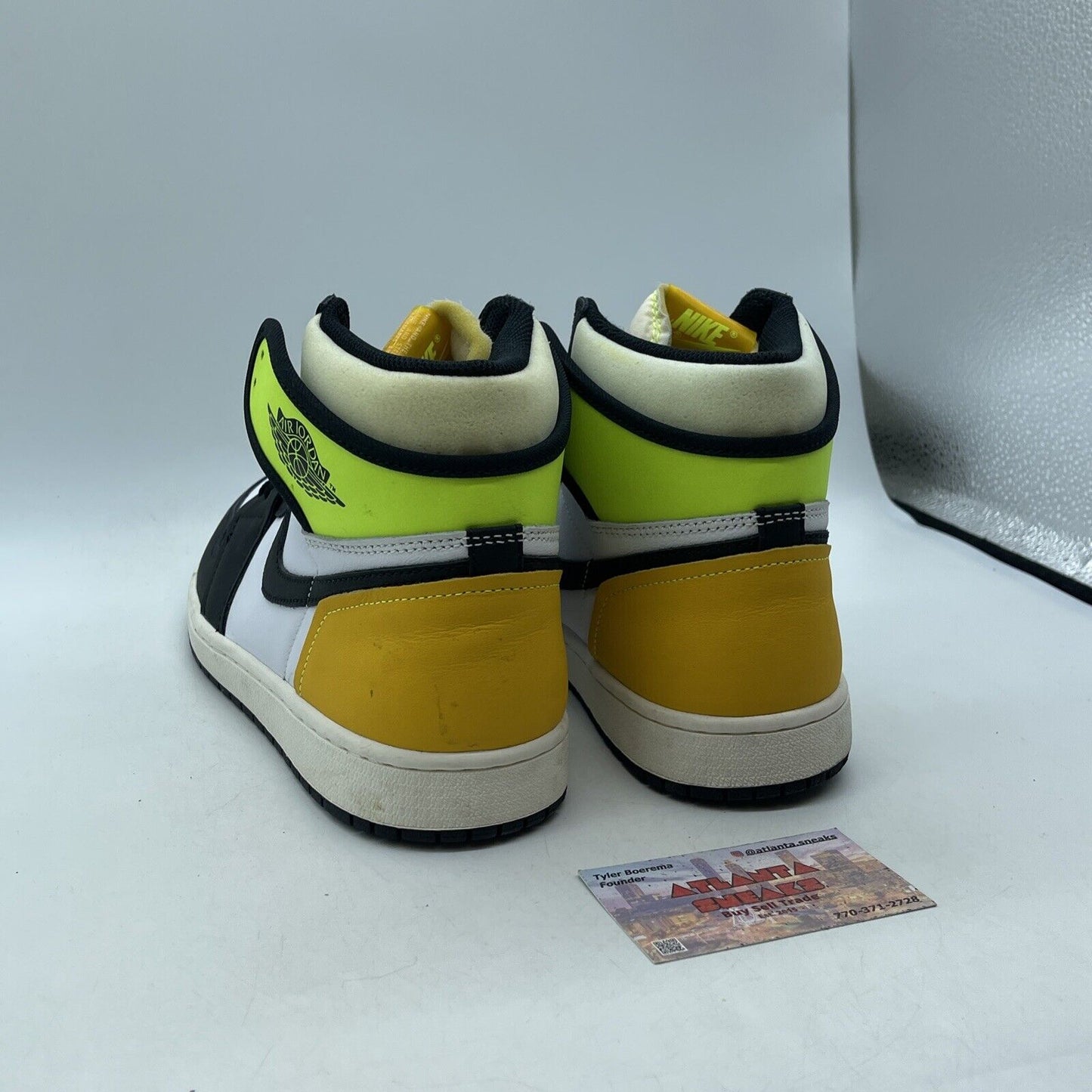 Size 8.5 - Jordan 1 Retro High OG Volt White Yellow Black Leather (555088-118)