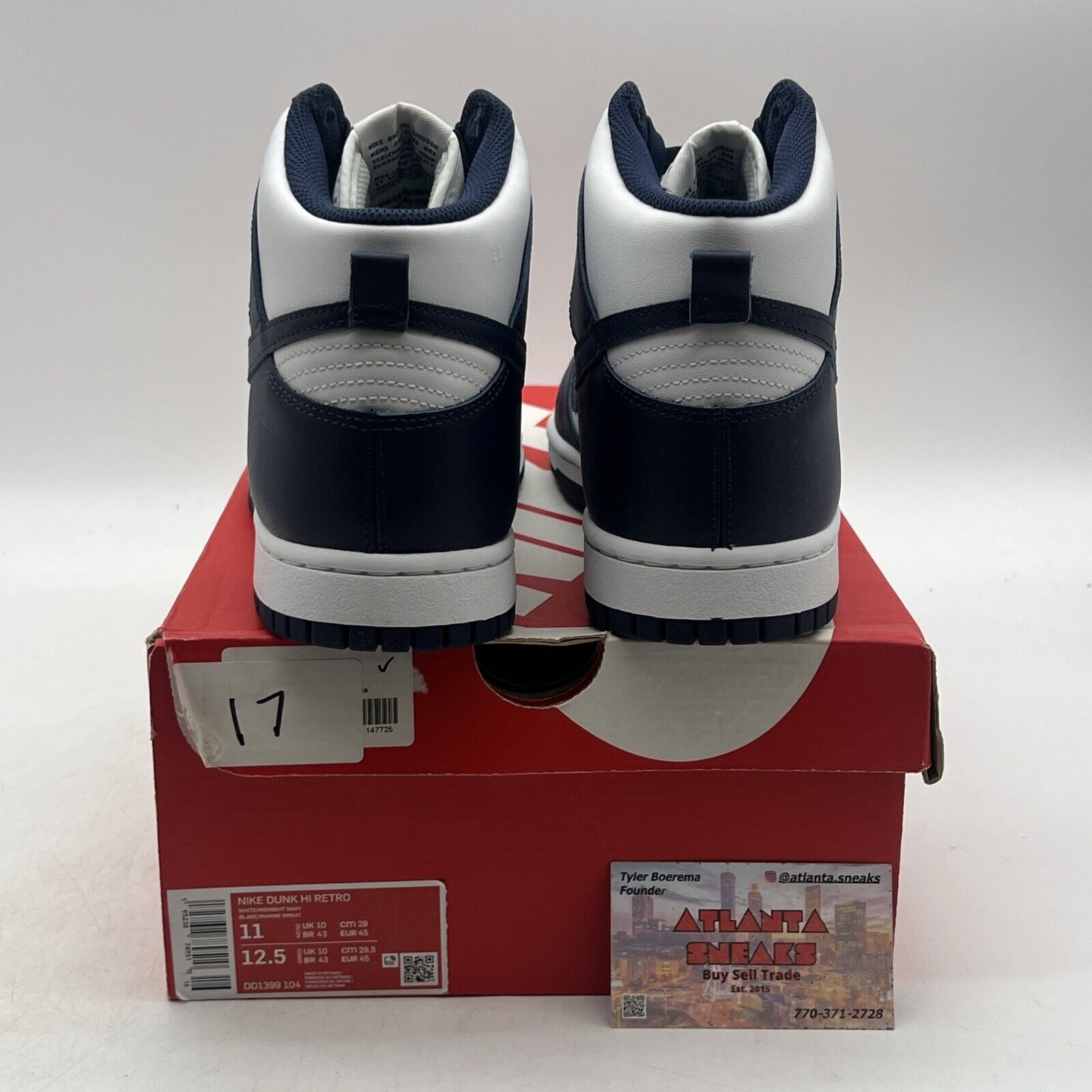 Size 11 - Nike Dunk High Midnight Navy White Navy (DD1399-104)