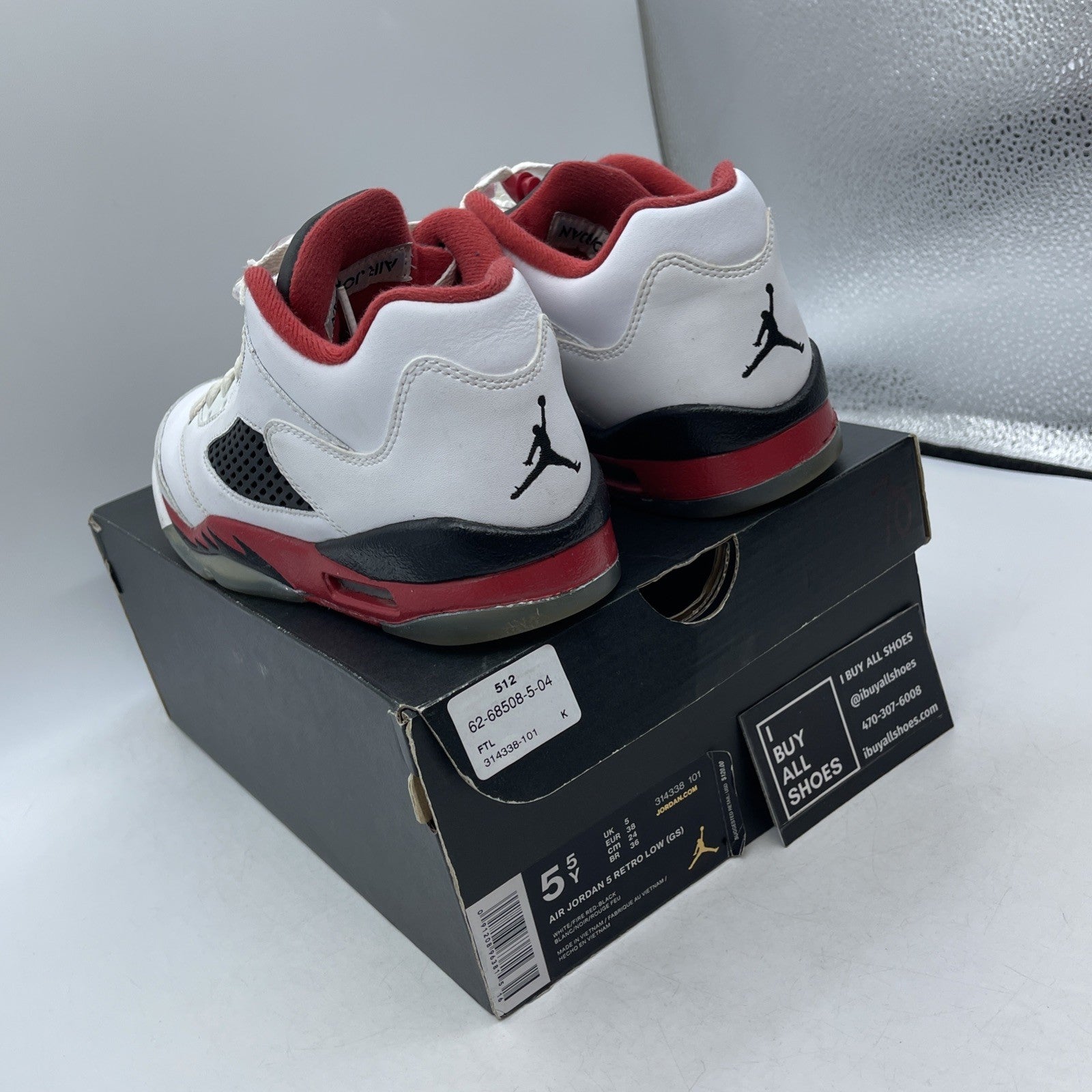 Size 5.5Y - Air Jordan 5 Retro 2016 Low Fire Red (314338-101)