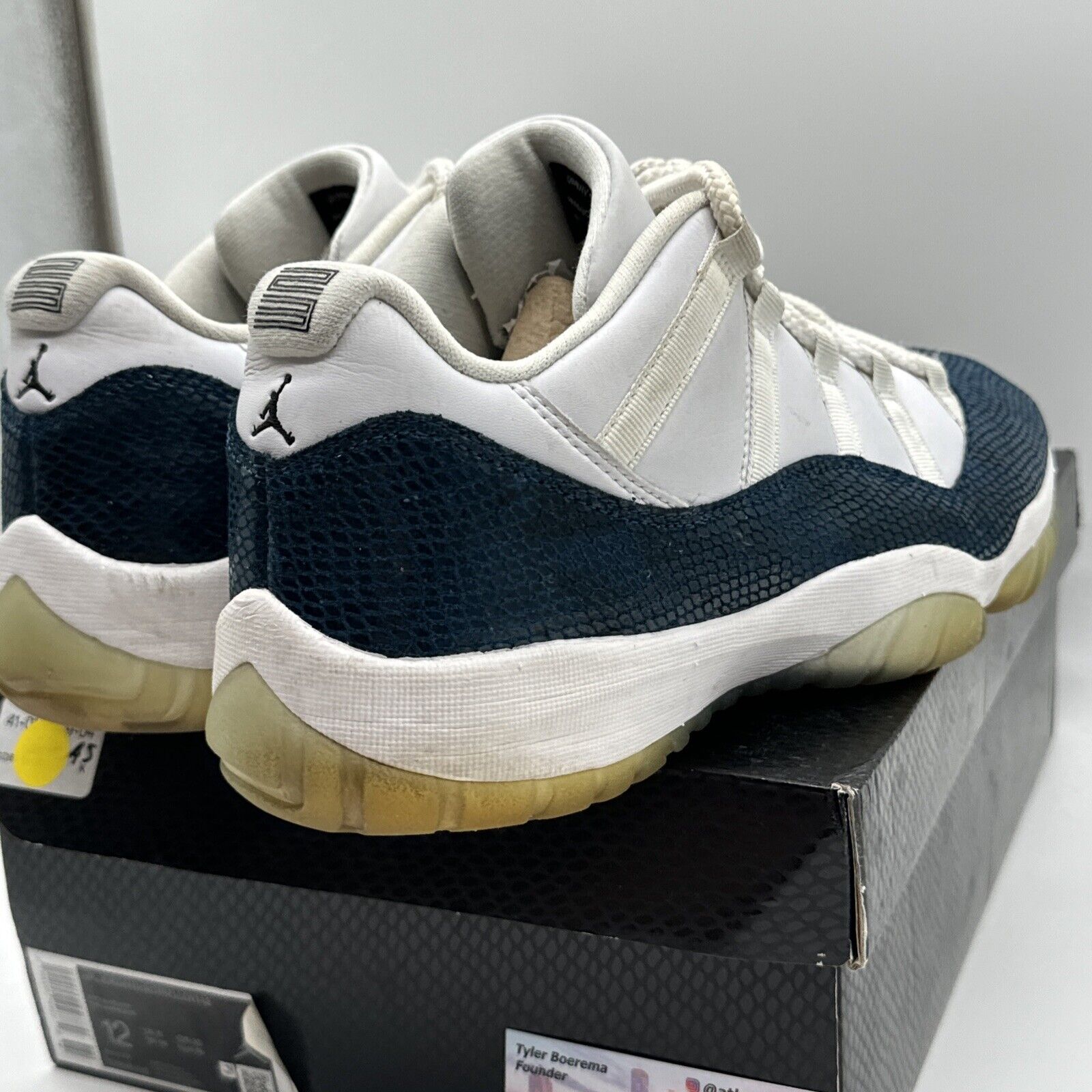 Size 12 - Jordan 11 Retro Low Snakeskin 2019 Navy White Ice Sole With Box