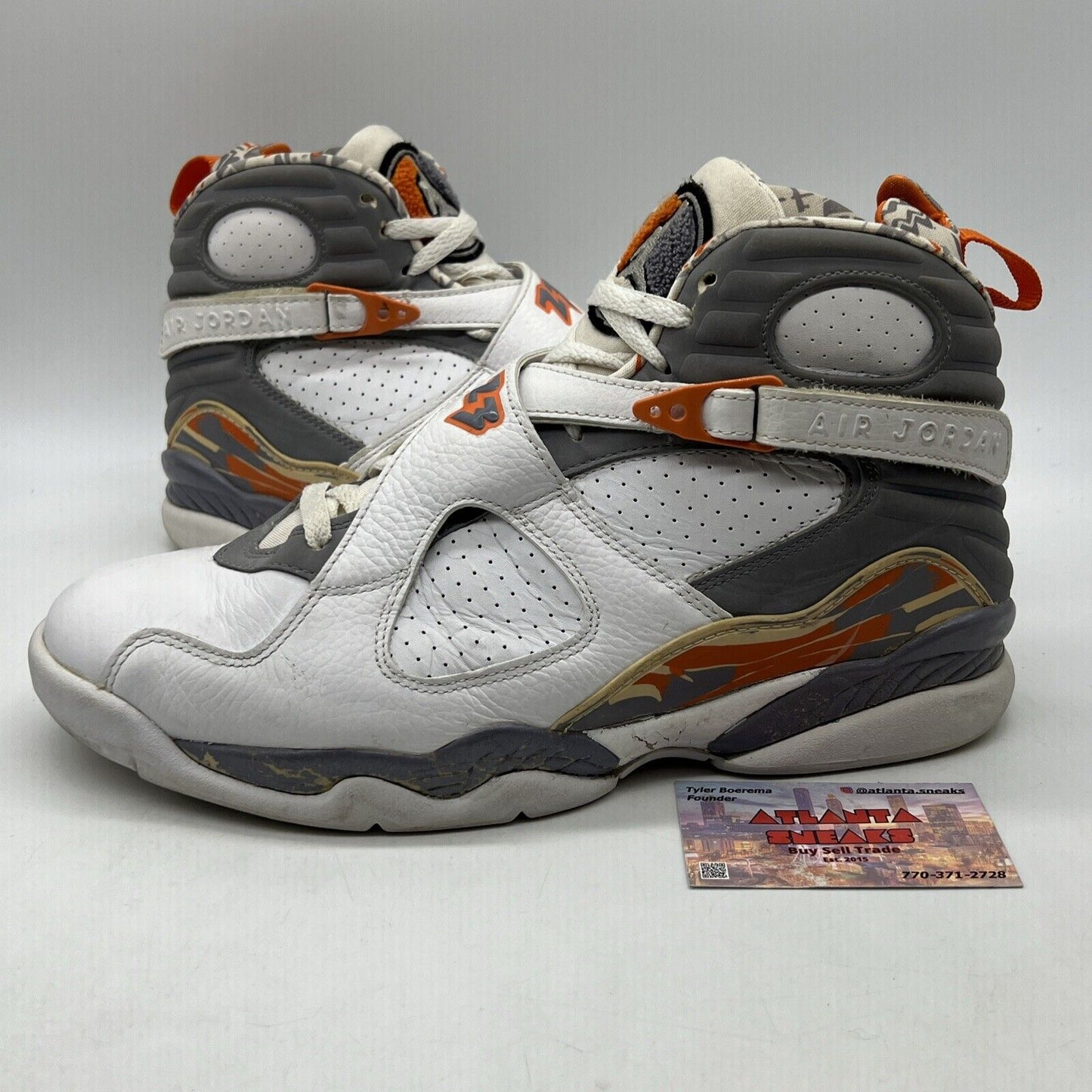 Size 11 - Air Jordan 8 Retro Orange Blaze Grey White Leather (305381-102)