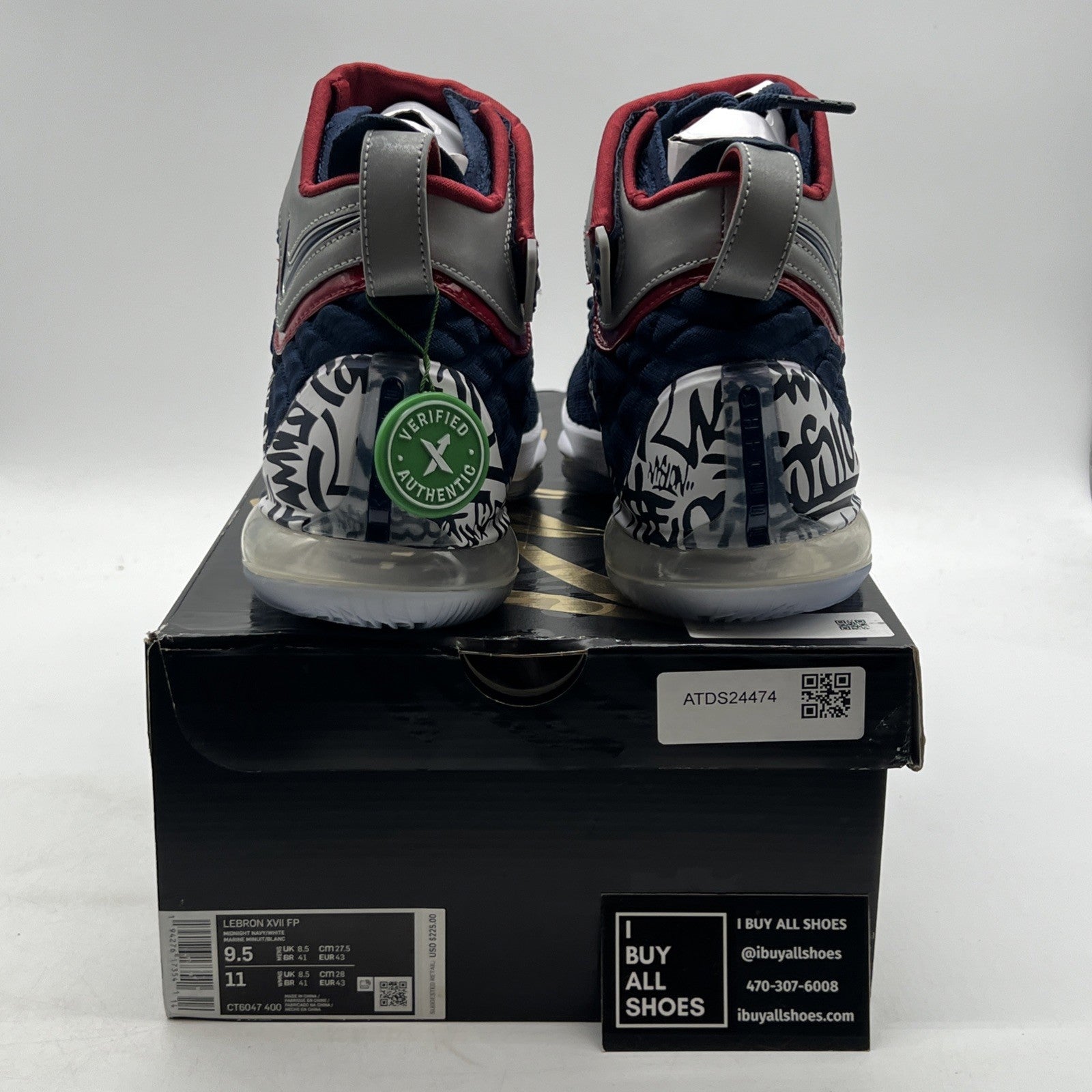 Size 9.5 - Nike LeBron 17 LeBron 4 Cold Blue Graffiti (CT6047-400)