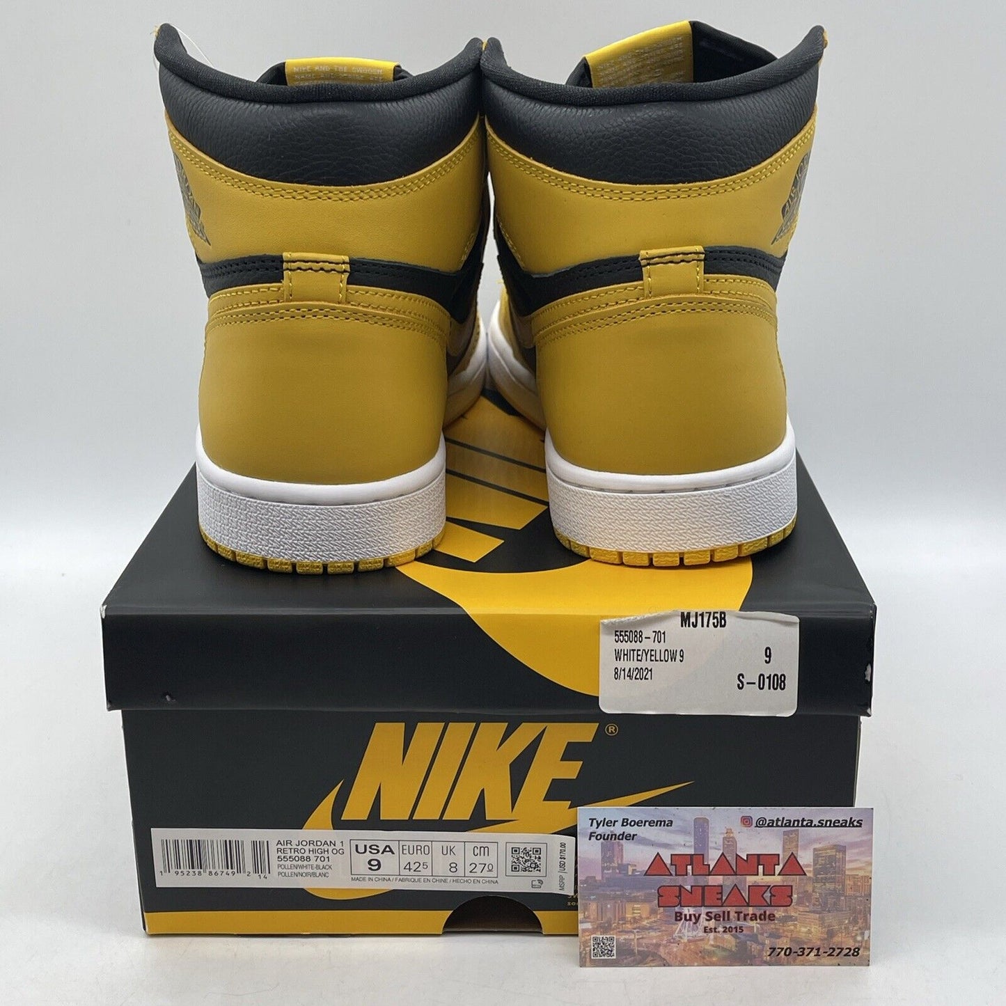 Size 9 - Jordan 1 Retro OG High Pollen Yellow Black White Leather (555088-701)