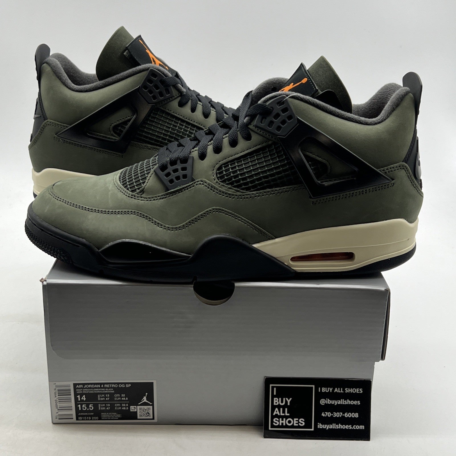 Size 14 - Undefeated x Air Jordan 4 Retro 2025 Green (IB1519-200)