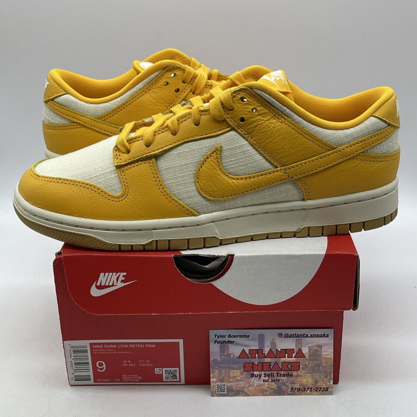 Size 9 - Nike Dunk Low University Gold/Soft Yellow White Suede (HF4867-739)