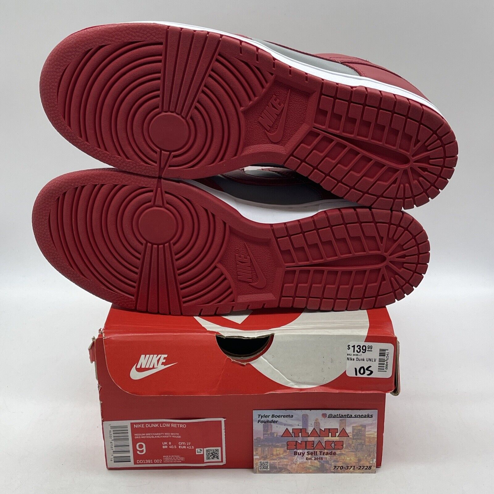 Size 9 - Nike Dunk Low SP UNLV 2021 Grey Red White Leather (DD1391-002)