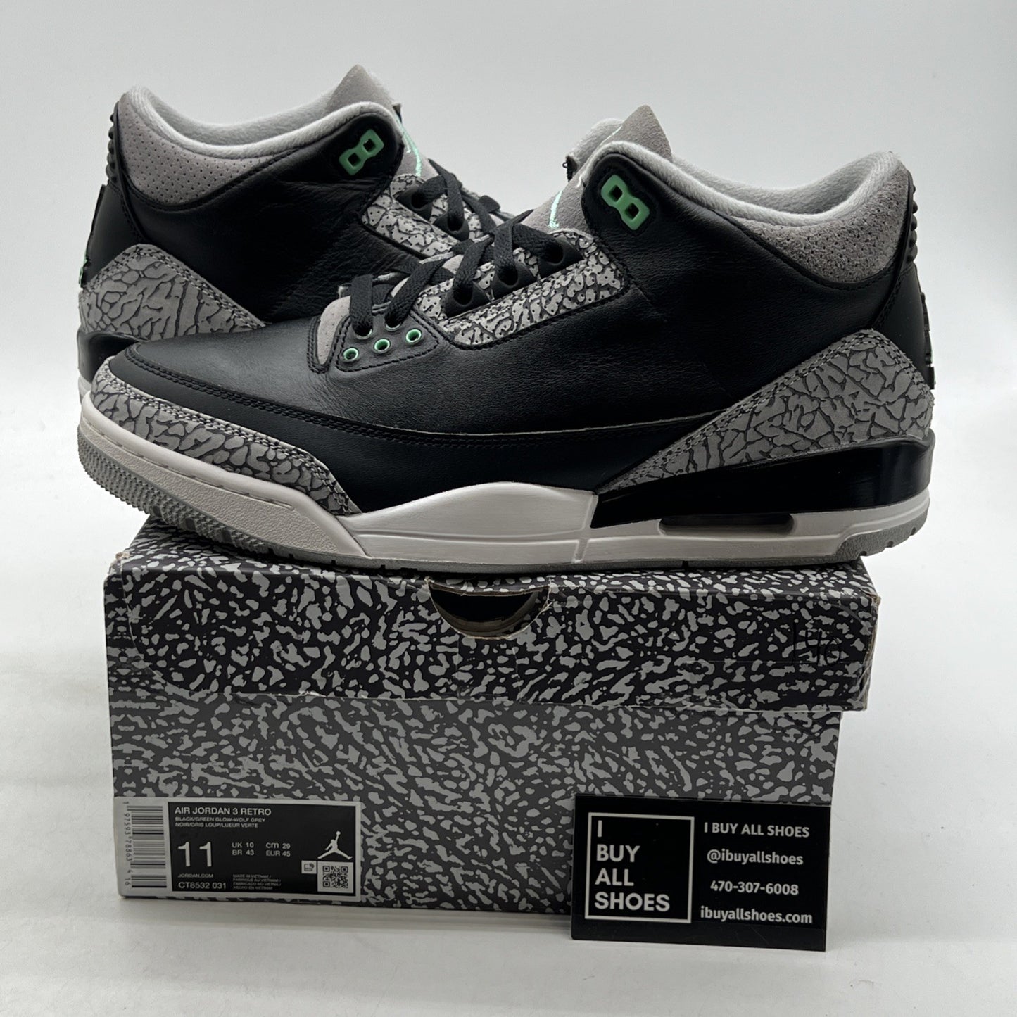 Size 11 - Air Jordan 3 Retro Green Glow (CT8532-031)