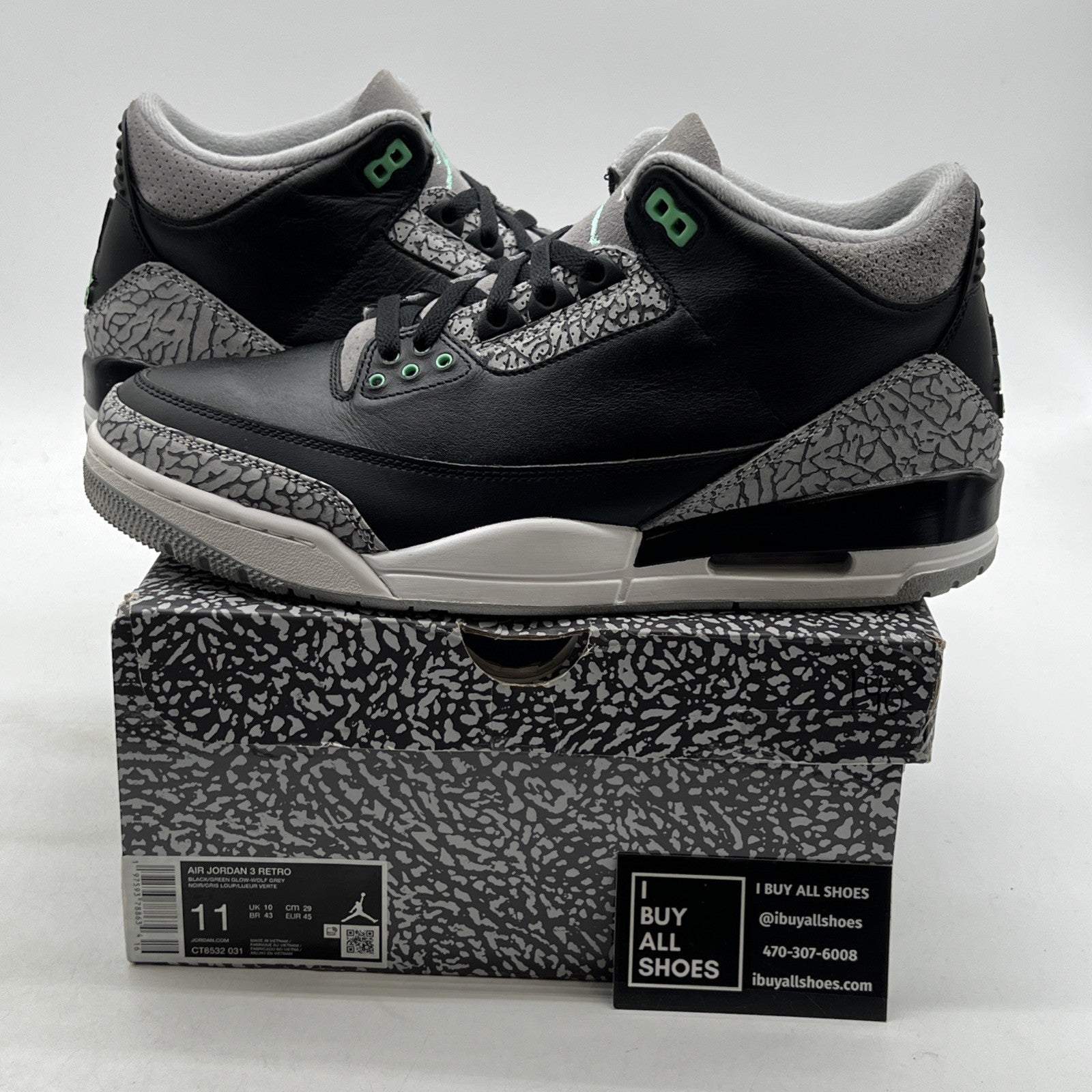 Size 11 - Air Jordan 3 Retro Green Glow (CT8532-031)